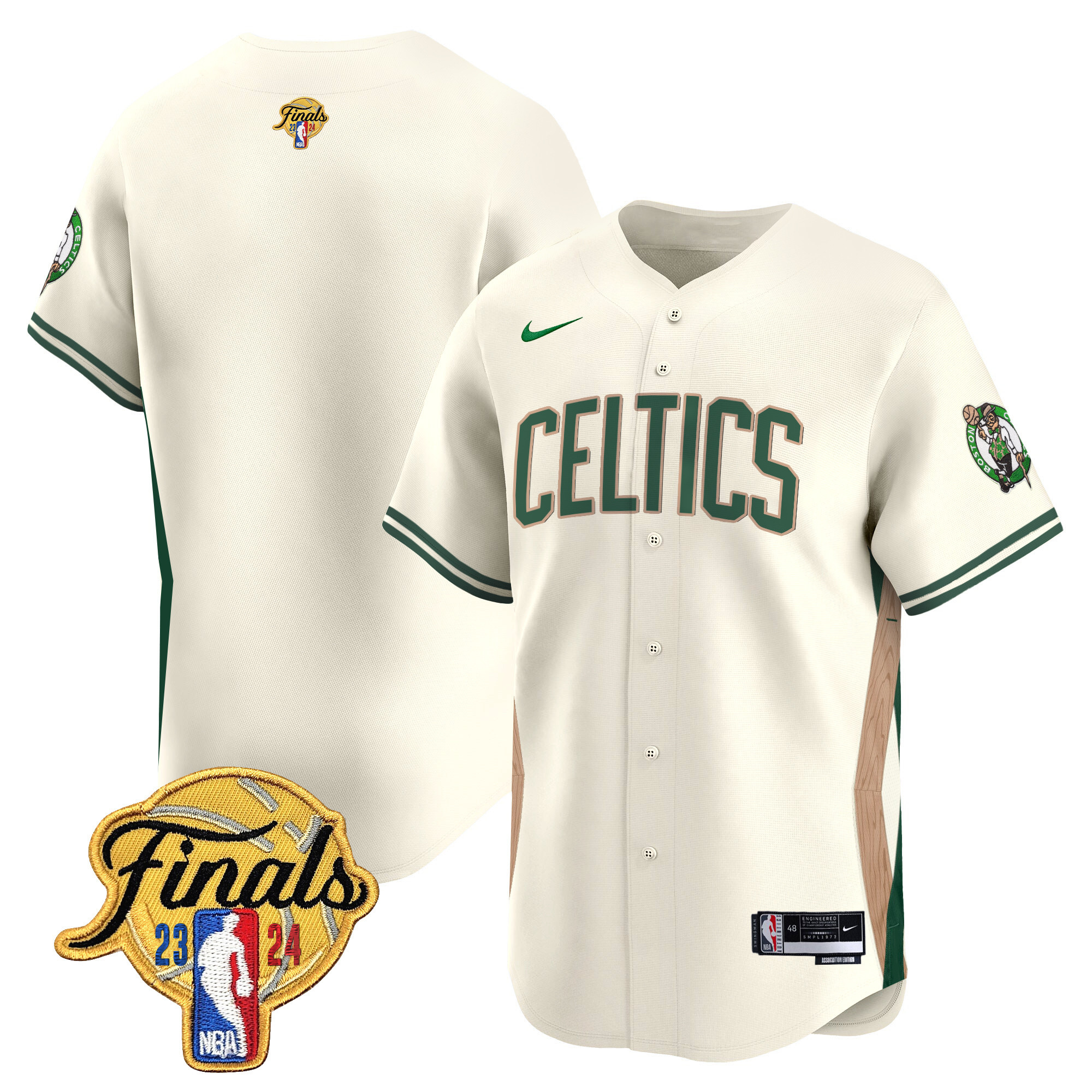 Men's Boston Celtics 2024 Finals Patch Baseball Jersey V3 - All Stitched - Image 28