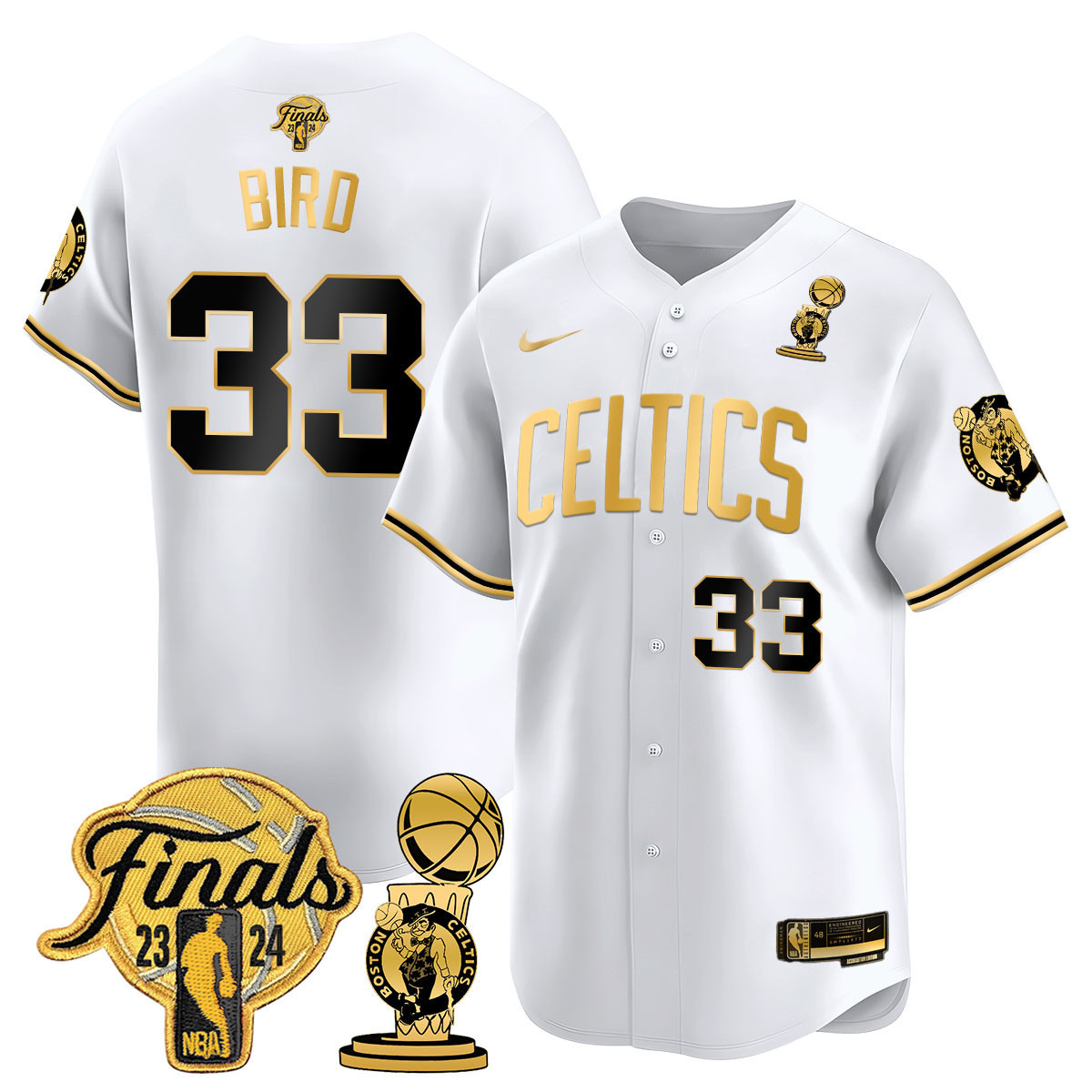 Men's Boston Celtics 2024 Final & Champions Patch Baseball Jersey V2 - All Stitched - Image 34