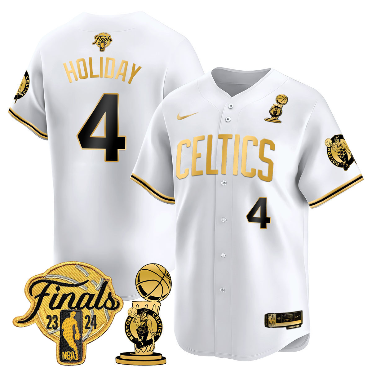 Men's Boston Celtics 2024 Final & Champions Patch Baseball Jersey V2 - All Stitched - Image 33