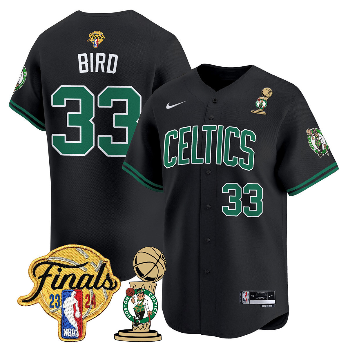 Men's Boston Celtics 2024 Final & Champions Patch Baseball Jersey V2 - All Stitched - Image 6