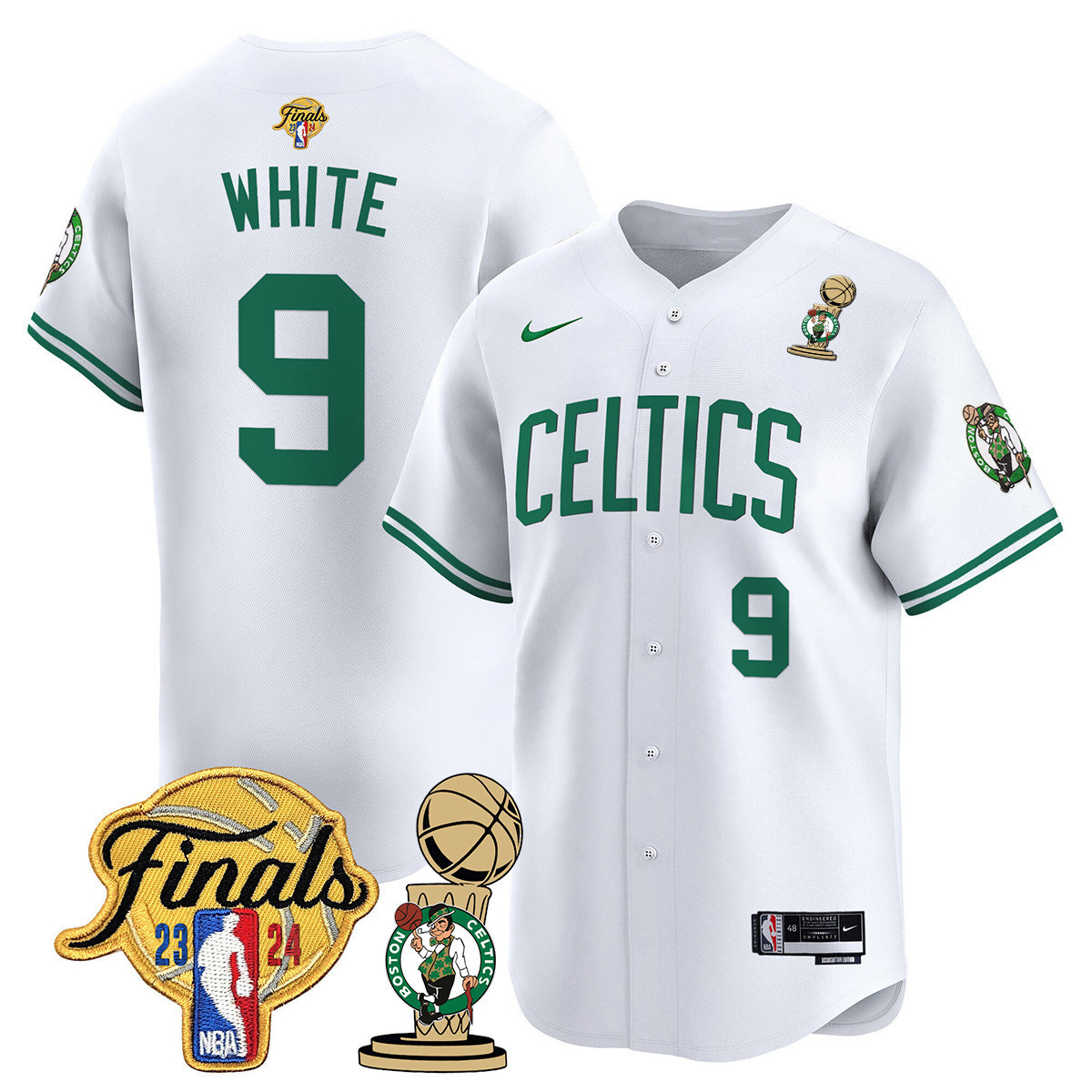 Men's Boston Celtics 2024 Final & Champions Patch Baseball Jersey V2 - All Stitched - Image 16