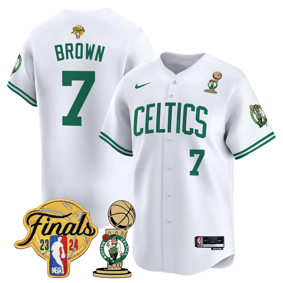 Men's Boston Celtics 2024 Final & Champions Patch Baseball Jersey V2 - All Stitched - Image 17