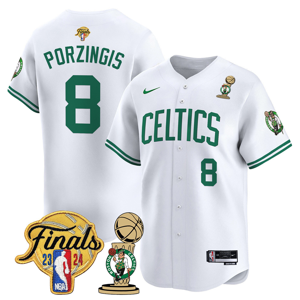 Men's Boston Celtics 2024 Final & Champions Patch Baseball Jersey V2 - All Stitched - Image 18