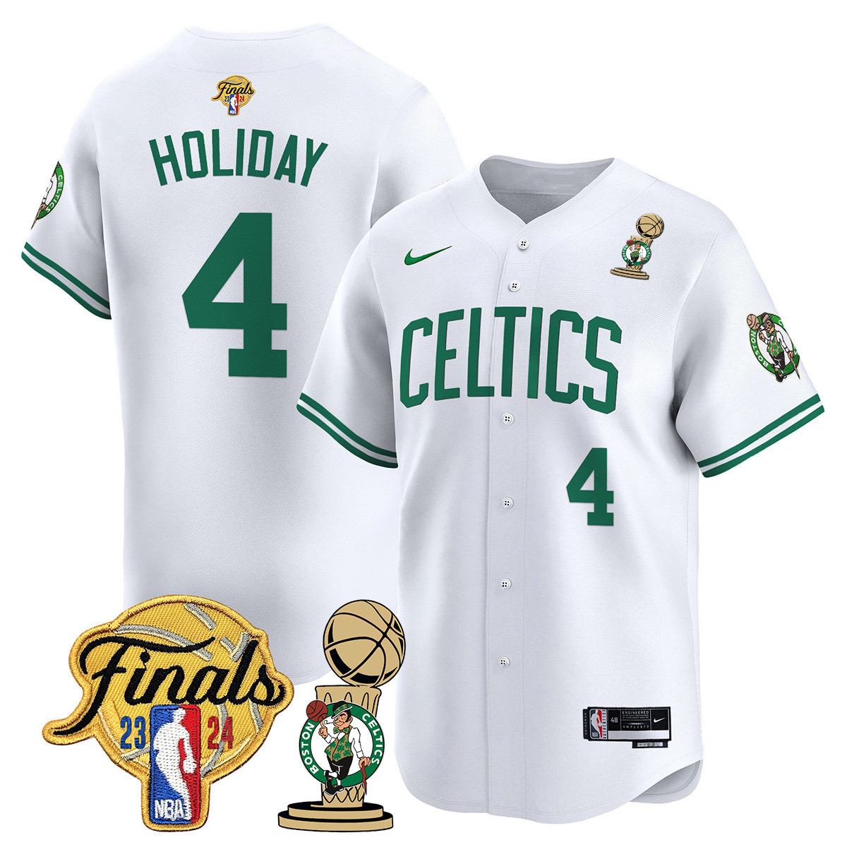 Men's Boston Celtics 2024 Final & Champions Patch Baseball Jersey V2 - All Stitched - Image 19