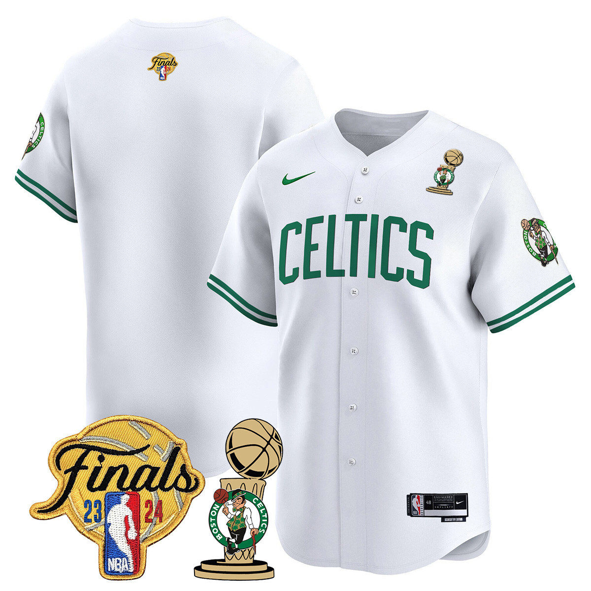 Men's Boston Celtics 2024 Final & Champions Patch Baseball Jersey V2 - All Stitched - Image 21