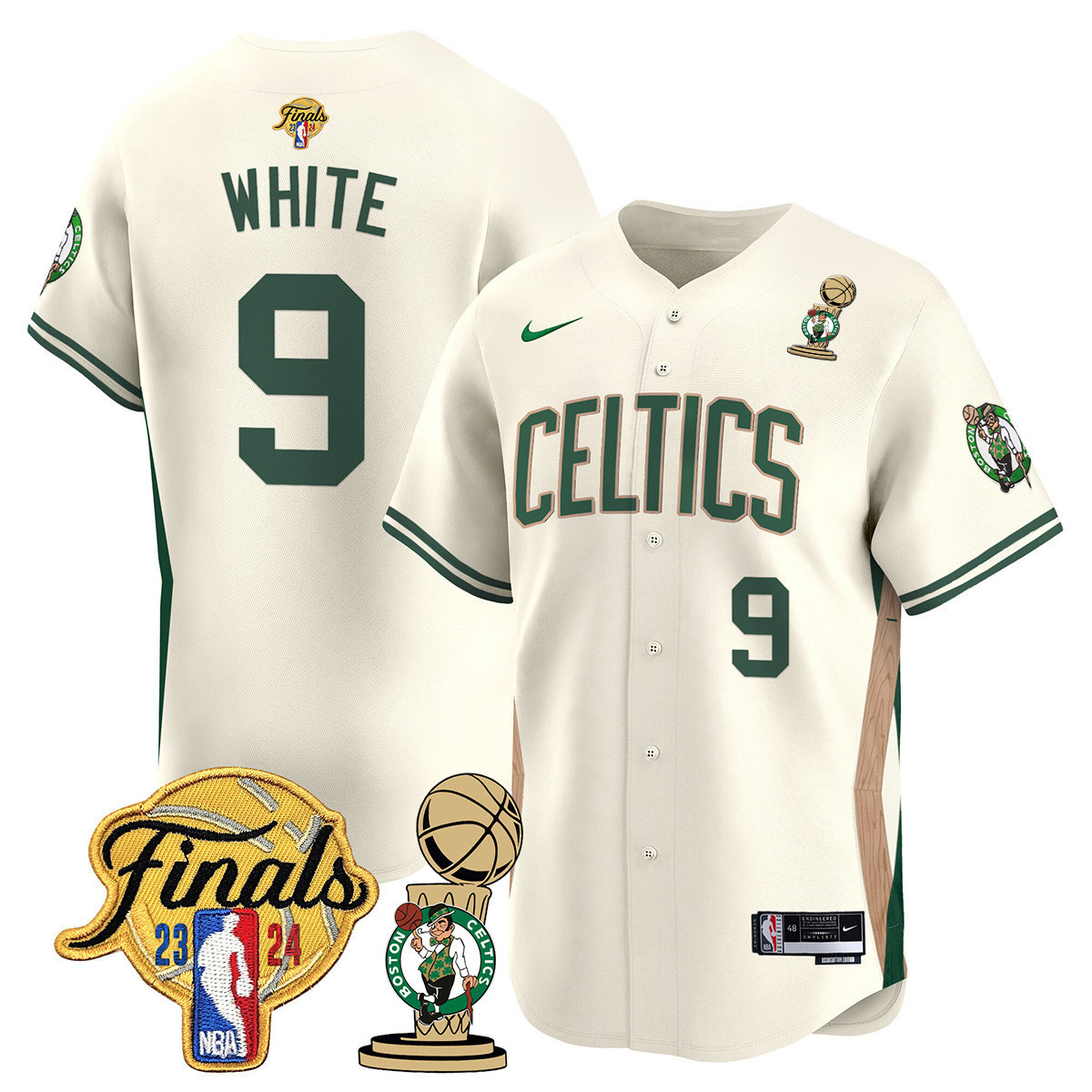 Men's Boston Celtics 2024 Final & Champions Patch Baseball Jersey V2 - All Stitched - Image 23
