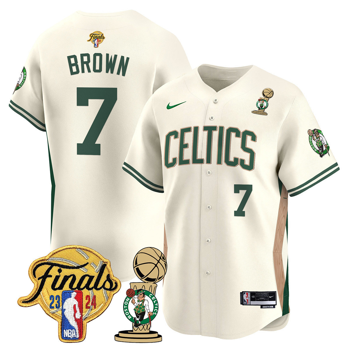 Men's Boston Celtics 2024 Final & Champions Patch Baseball Jersey V2 - All Stitched - Image 24