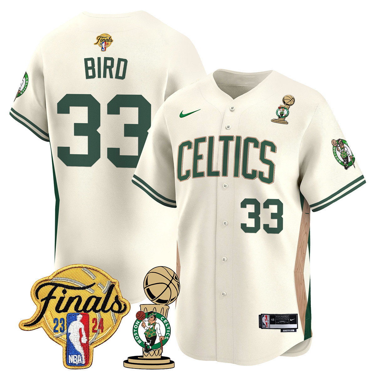 Men's Boston Celtics 2024 Final & Champions Patch Baseball Jersey V2 - All Stitched - Image 27