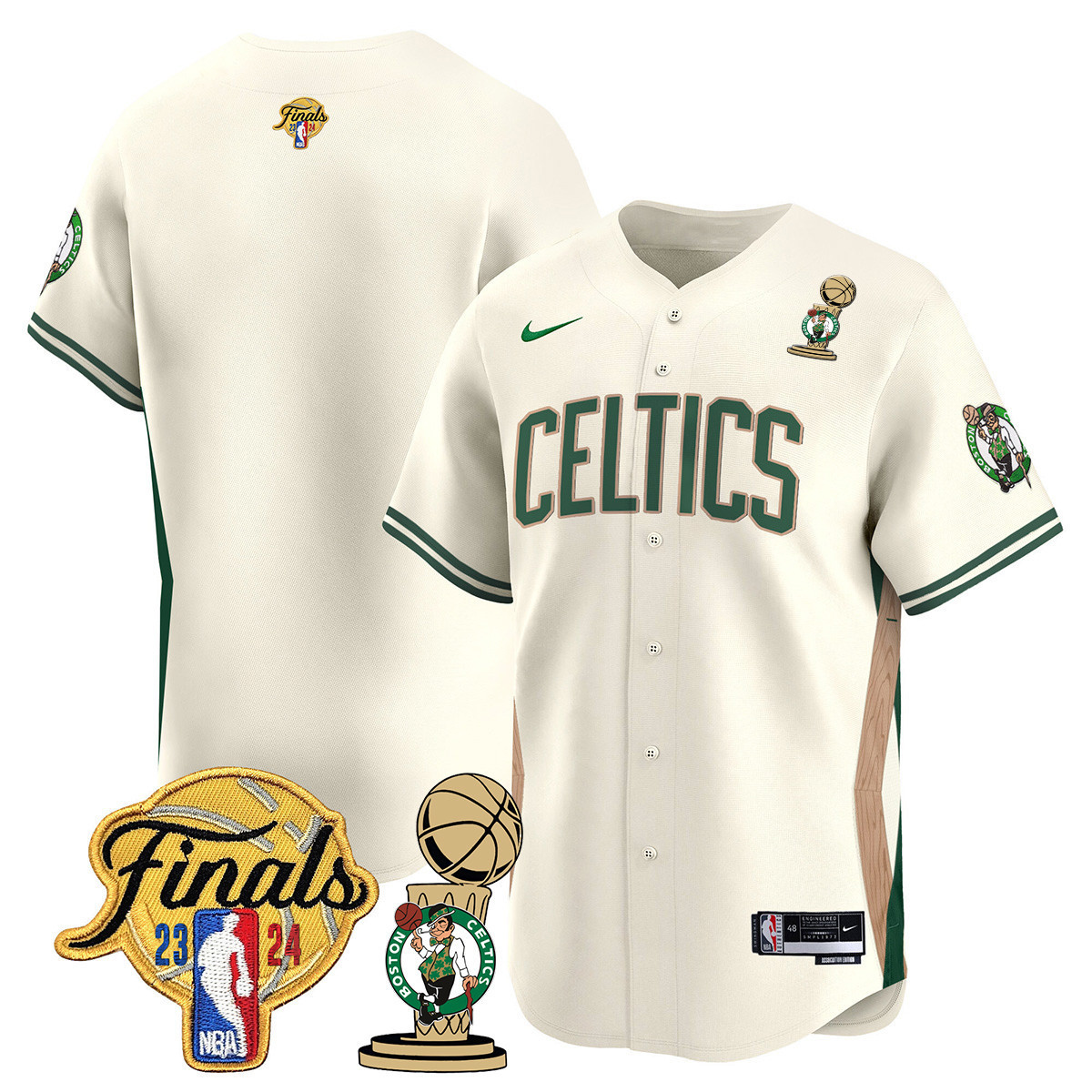 Men's Boston Celtics 2024 Final & Champions Patch Baseball Jersey V2 - All Stitched - Image 28