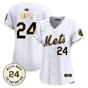 Women's Mets Willie Mays Patch Vapor Premier Limited Jersey - All Stitched