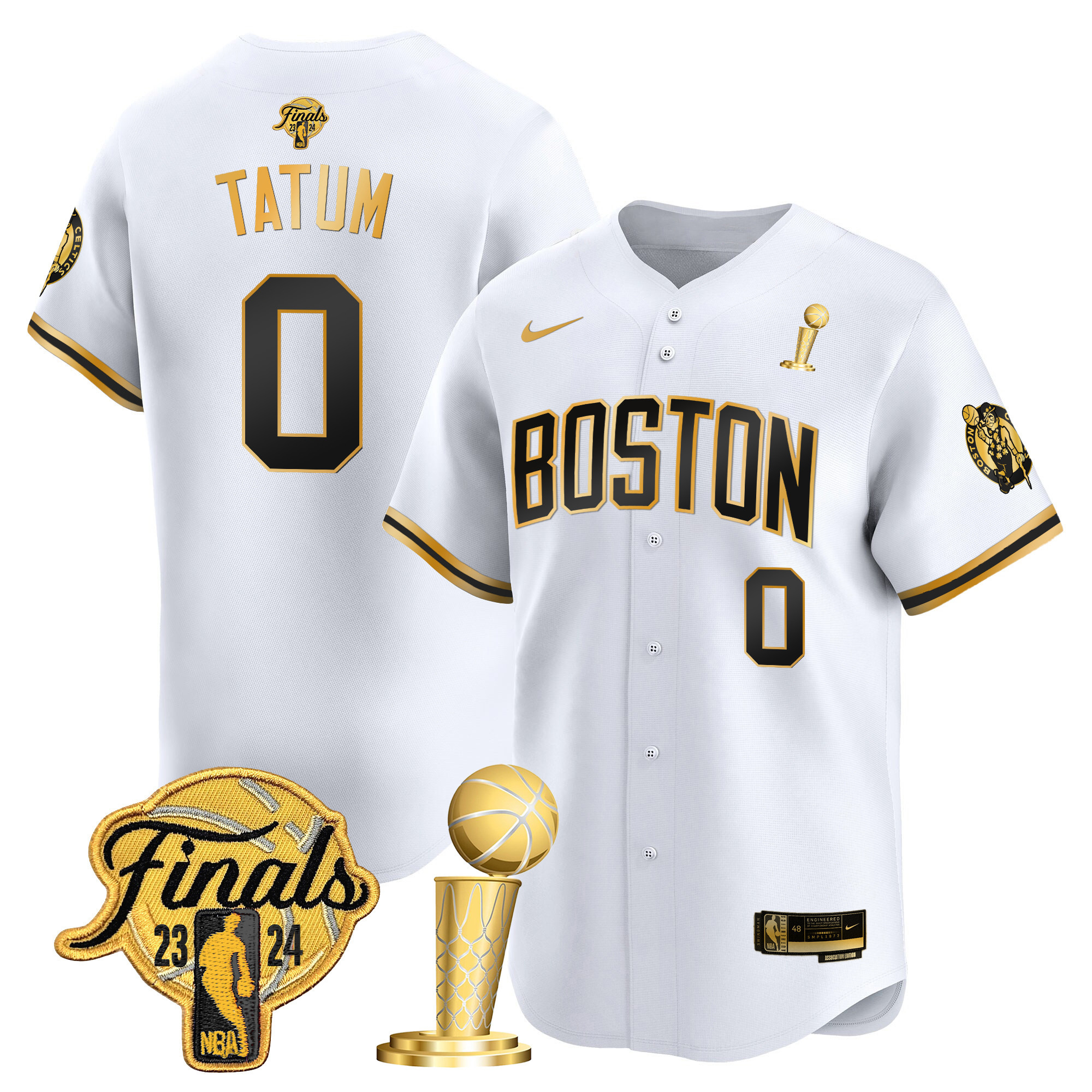 Men's Boston Celtics 2024 Final & Champions Patch Baseball Jersey - All Stitched - Image 29