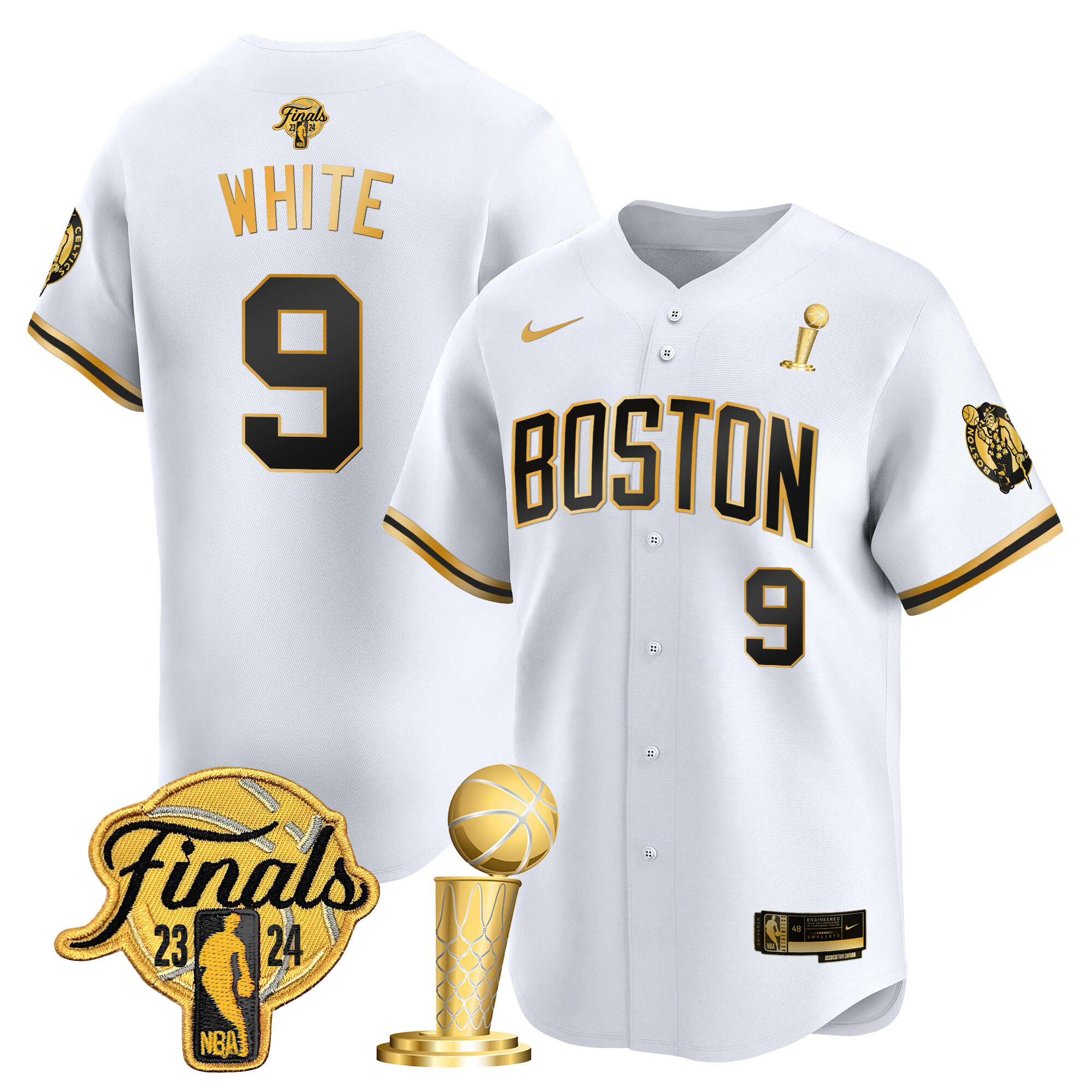 Men's Boston Celtics 2024 Final & Champions Patch Baseball Jersey - All Stitched - Image 30