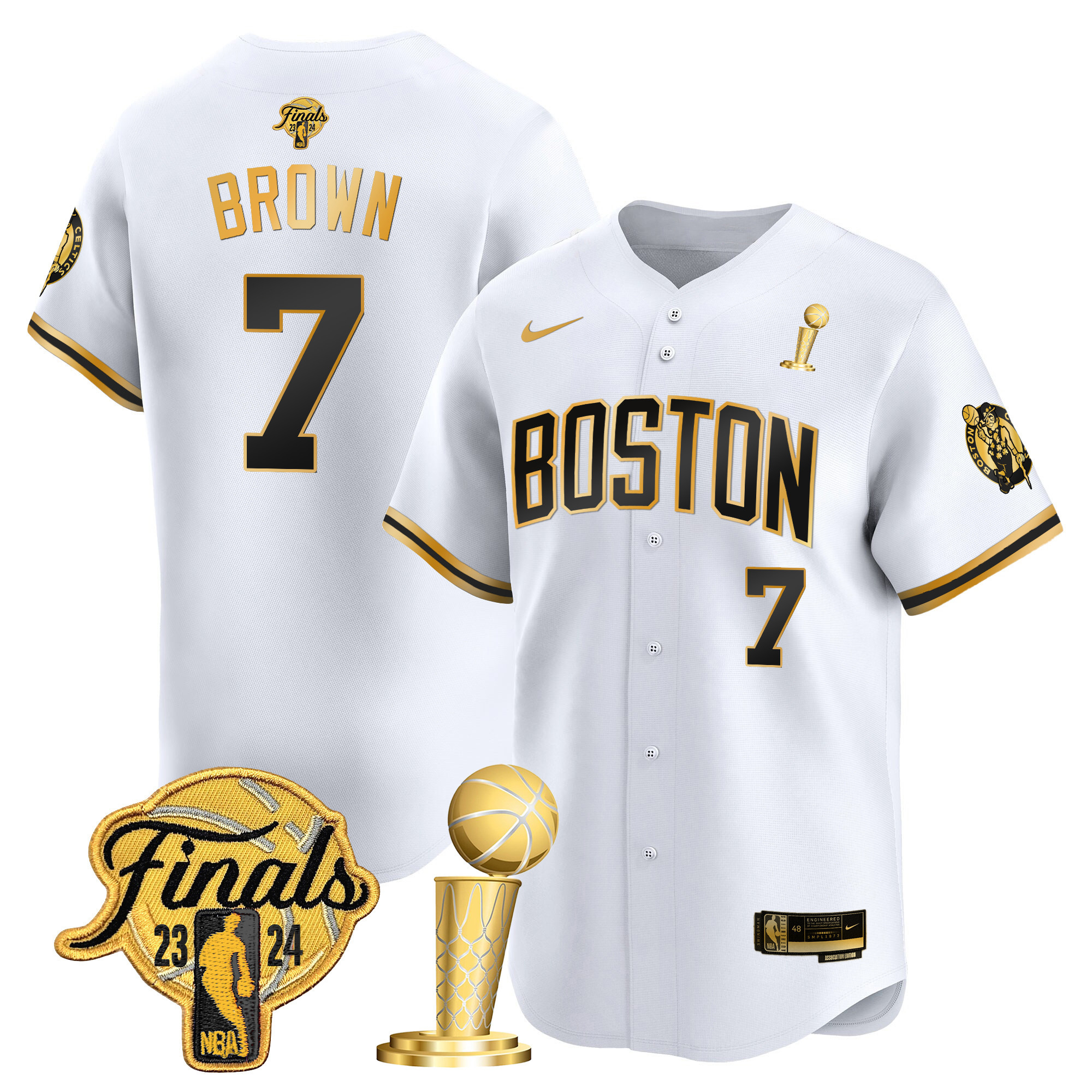 Men's Boston Celtics 2024 Final & Champions Patch Baseball Jersey - All Stitched - Image 31