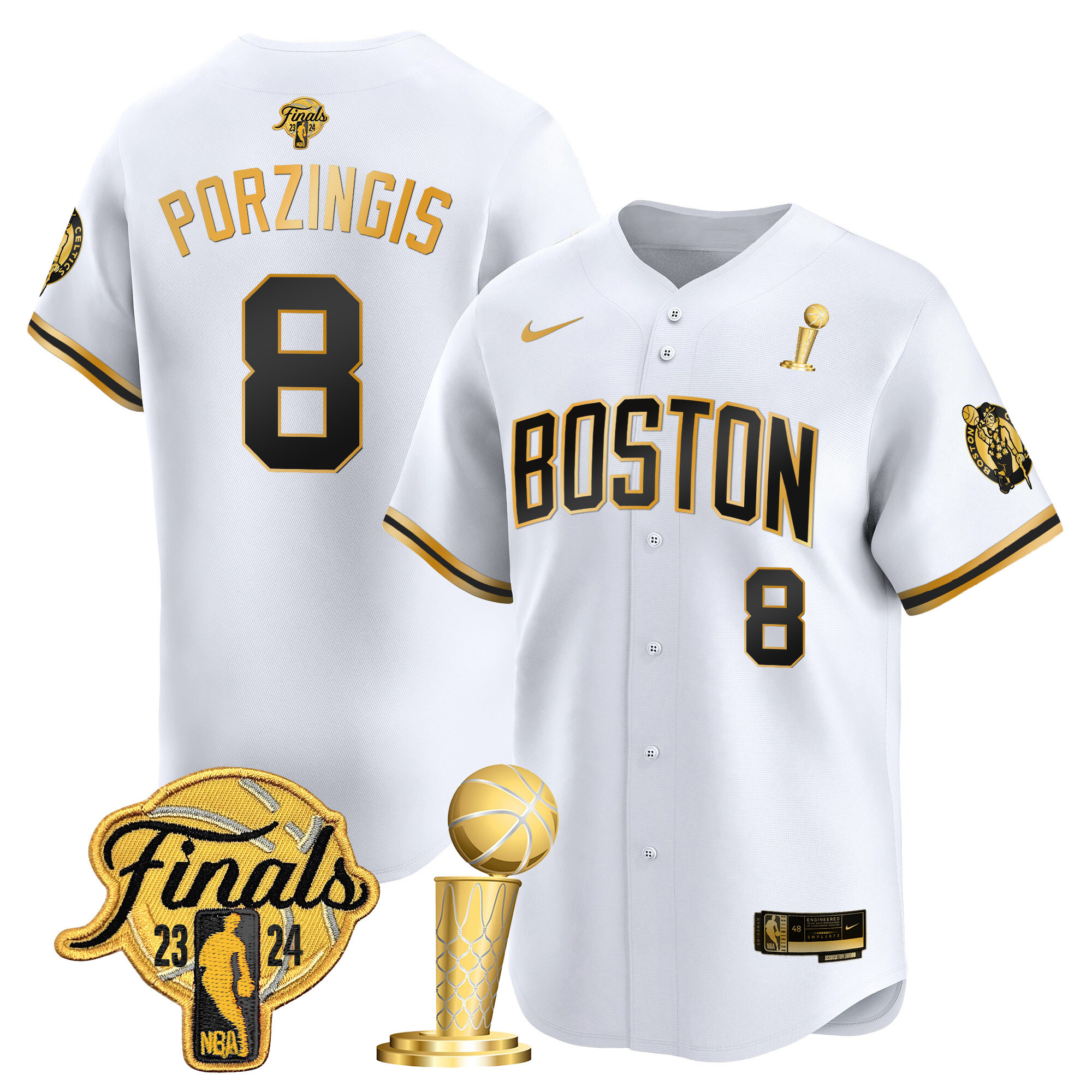 Men's Boston Celtics 2024 Final & Champions Patch Baseball Jersey - All Stitched - Image 32