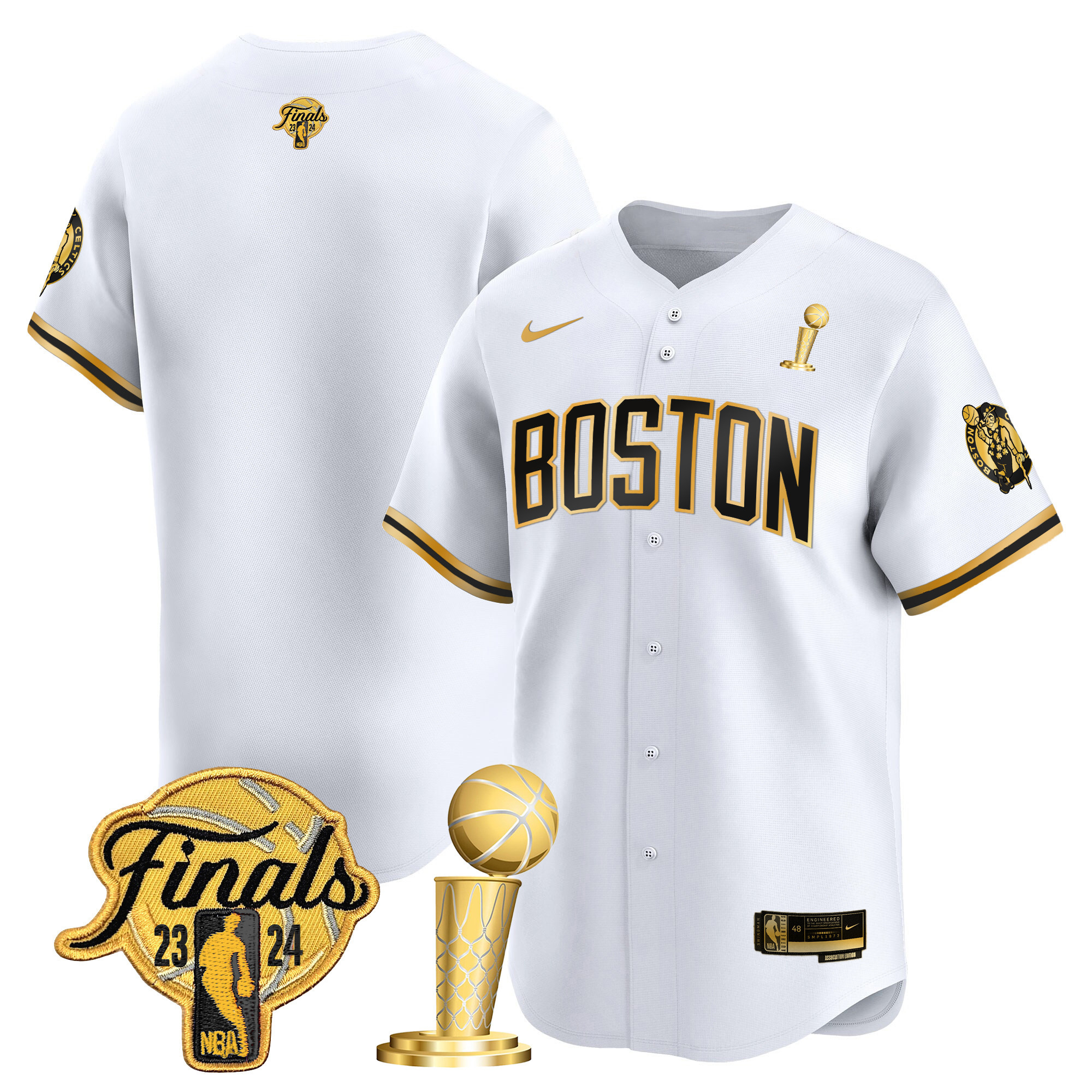 Men's Boston Celtics 2024 Final & Champions Patch Baseball Jersey - All Stitched - Image 35