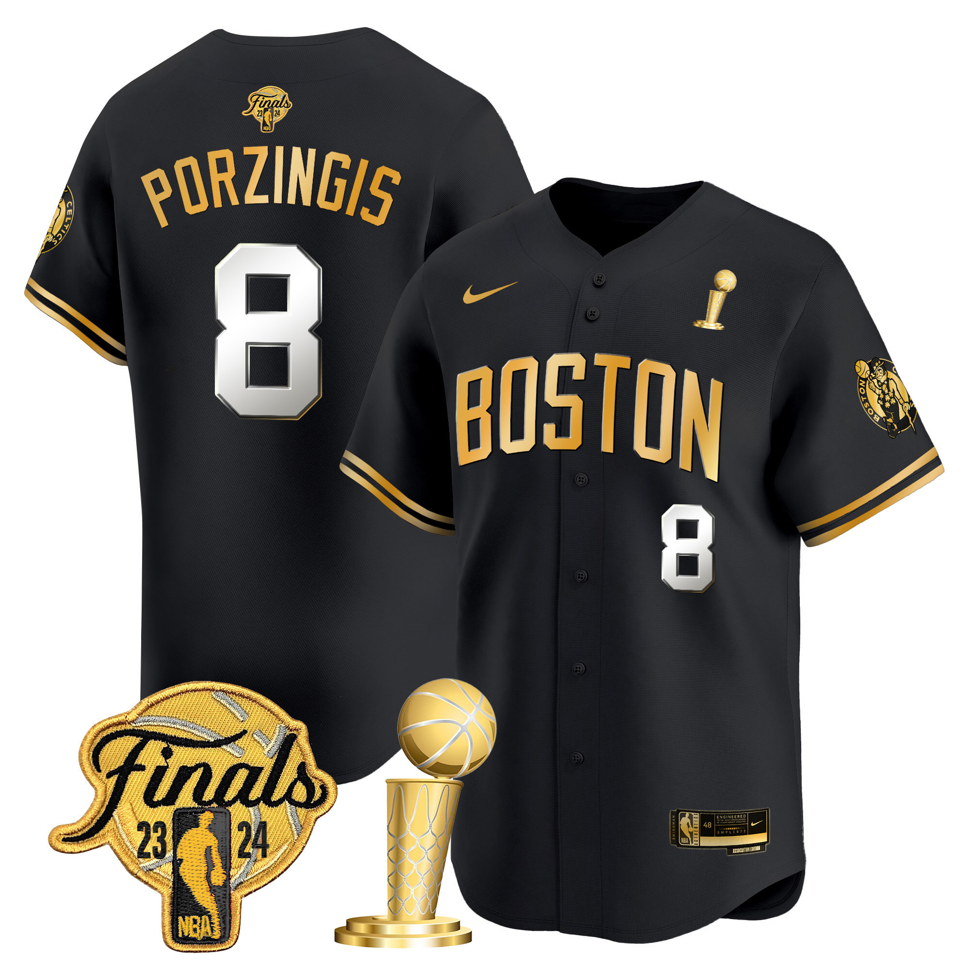 Men's Boston Celtics 2024 Final & Champions Patch Baseball Jersey - All Stitched - Image 39