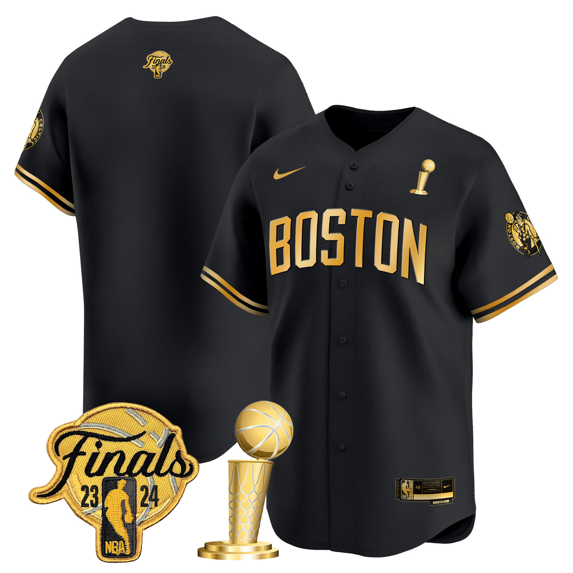 Men's Boston Celtics 2024 Final & Champions Patch Baseball Jersey - All Stitched - Image 42