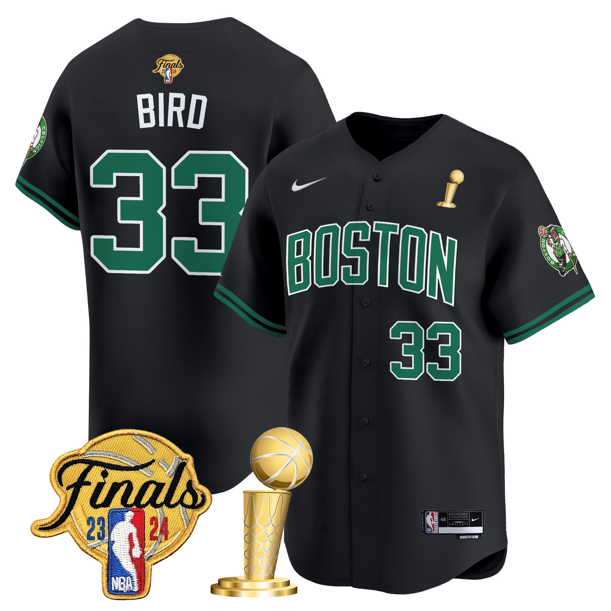 Men's Boston Celtics 2024 Final & Champions Patch Baseball Jersey - All Stitched - Image 6
