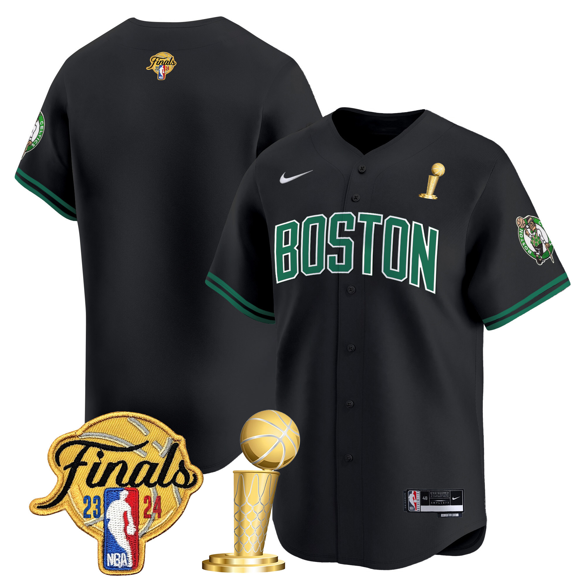Men's Boston Celtics 2024 Final & Champions Patch Baseball Jersey - All Stitched - Image 7