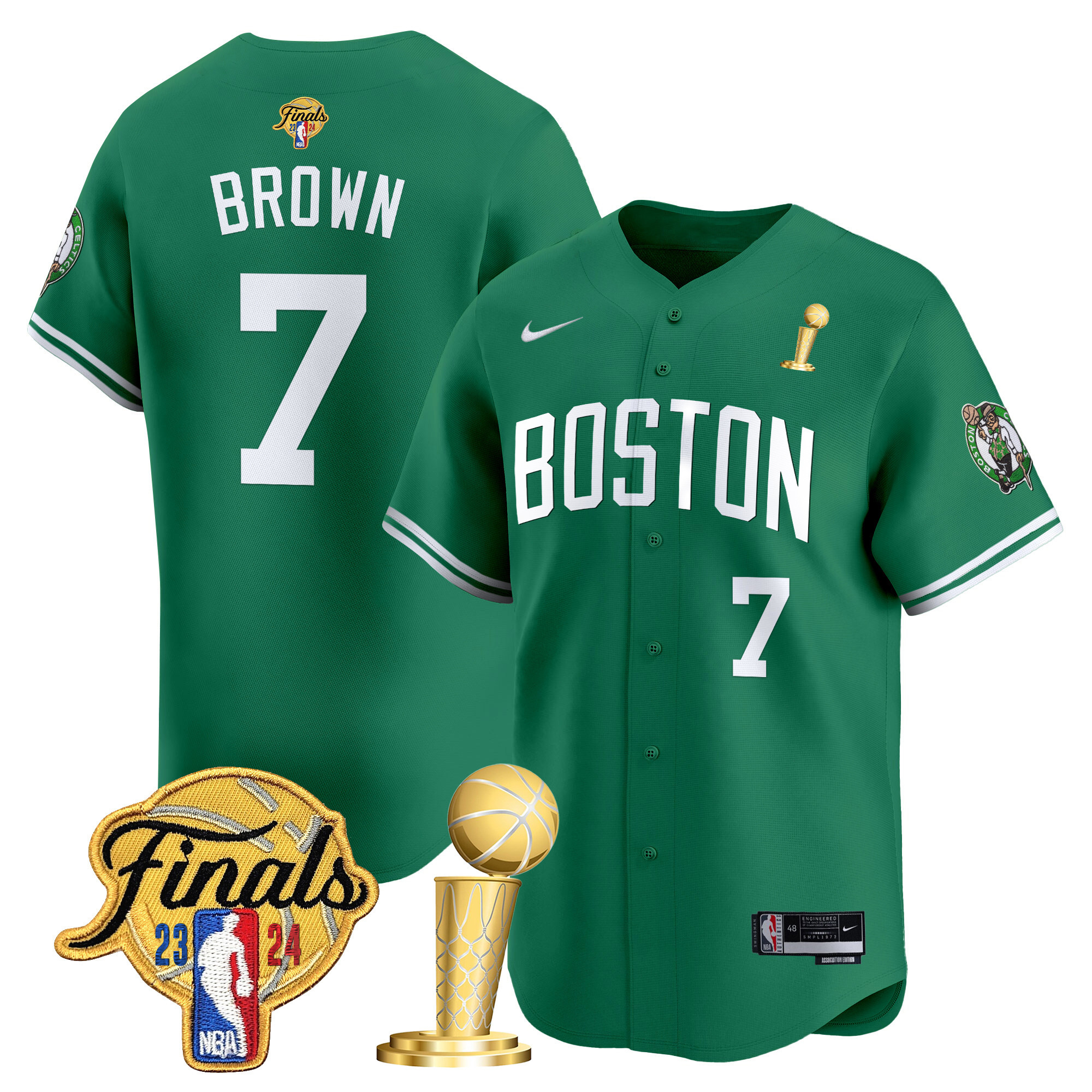 Men's Boston Celtics 2024 Final & Champions Patch Baseball Jersey - All Stitched - Image 10