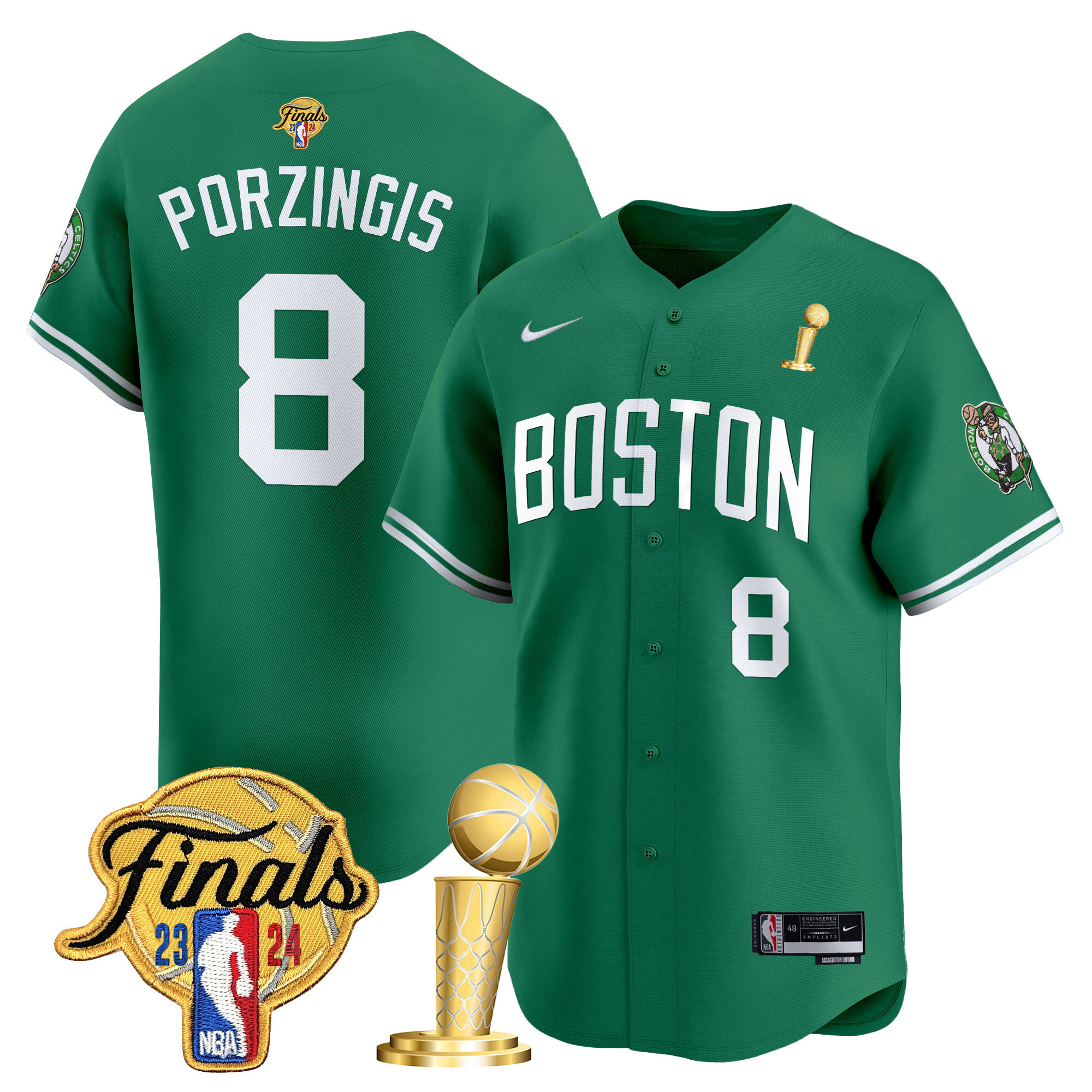 Men's Boston Celtics 2024 Final & Champions Patch Baseball Jersey - All Stitched - Image 11