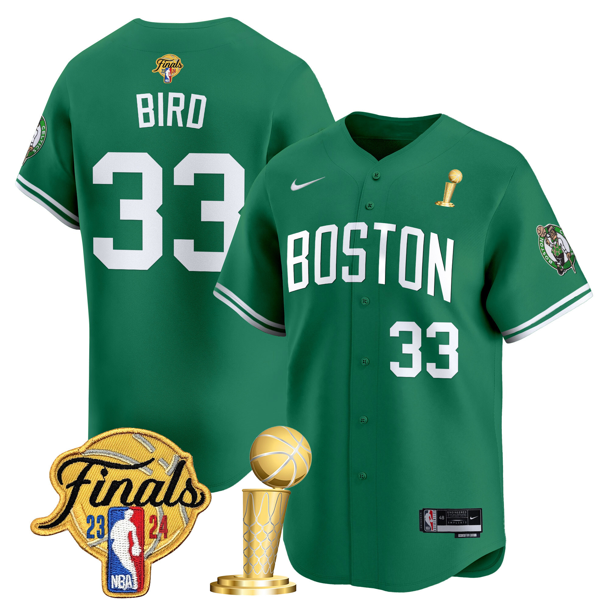 Men's Boston Celtics 2024 Final & Champions Patch Baseball Jersey - All Stitched - Image 13