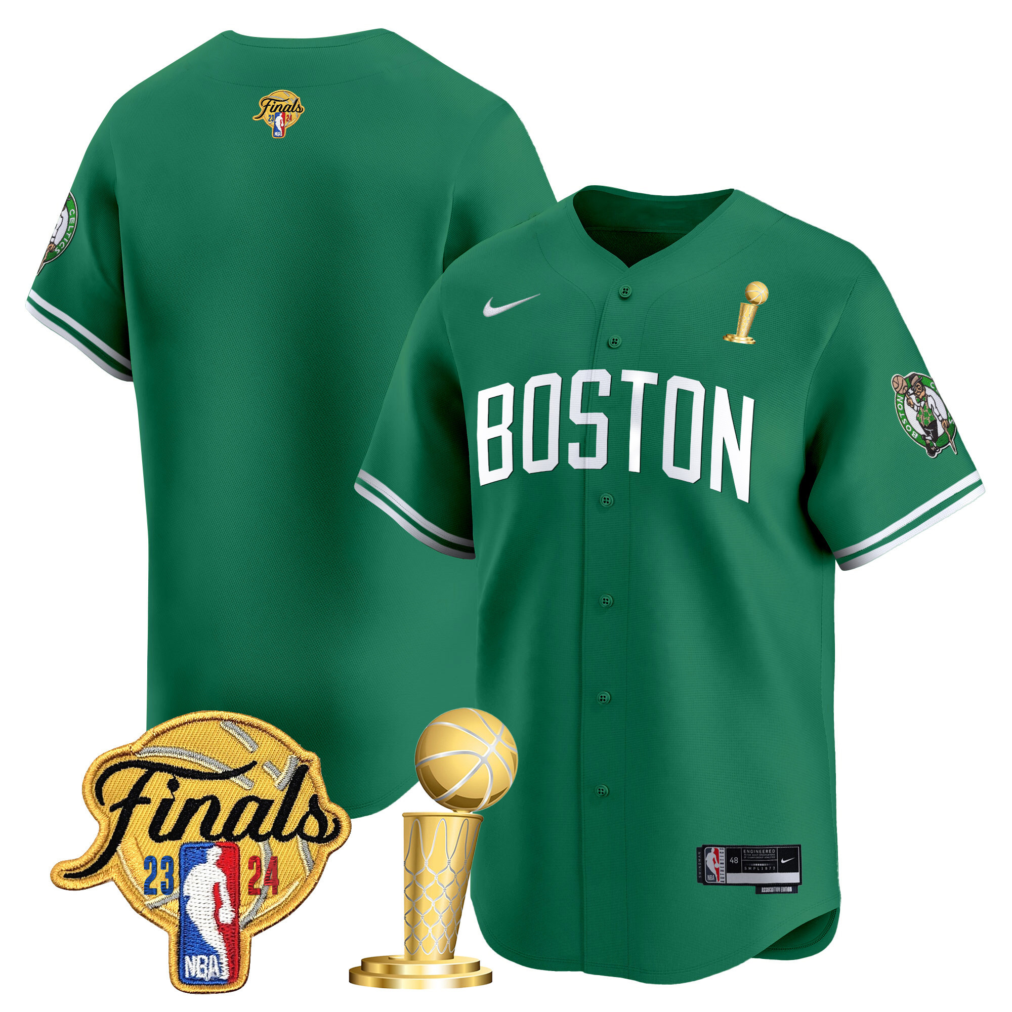 Men's Boston Celtics 2024 Final & Champions Patch Baseball Jersey - All Stitched - Image 14