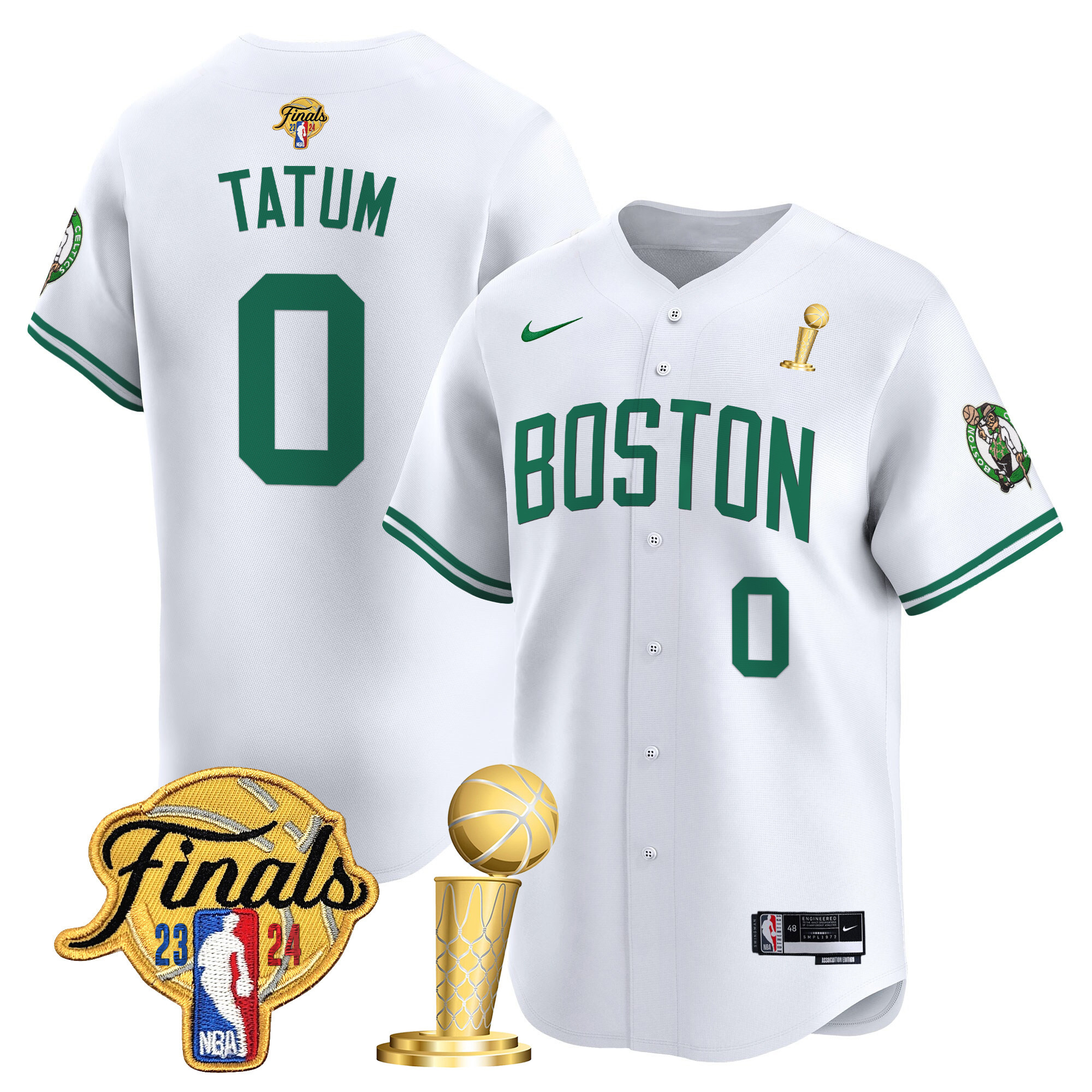 Men's Boston Celtics 2024 Final & Champions Patch Baseball Jersey - All Stitched - Image 15