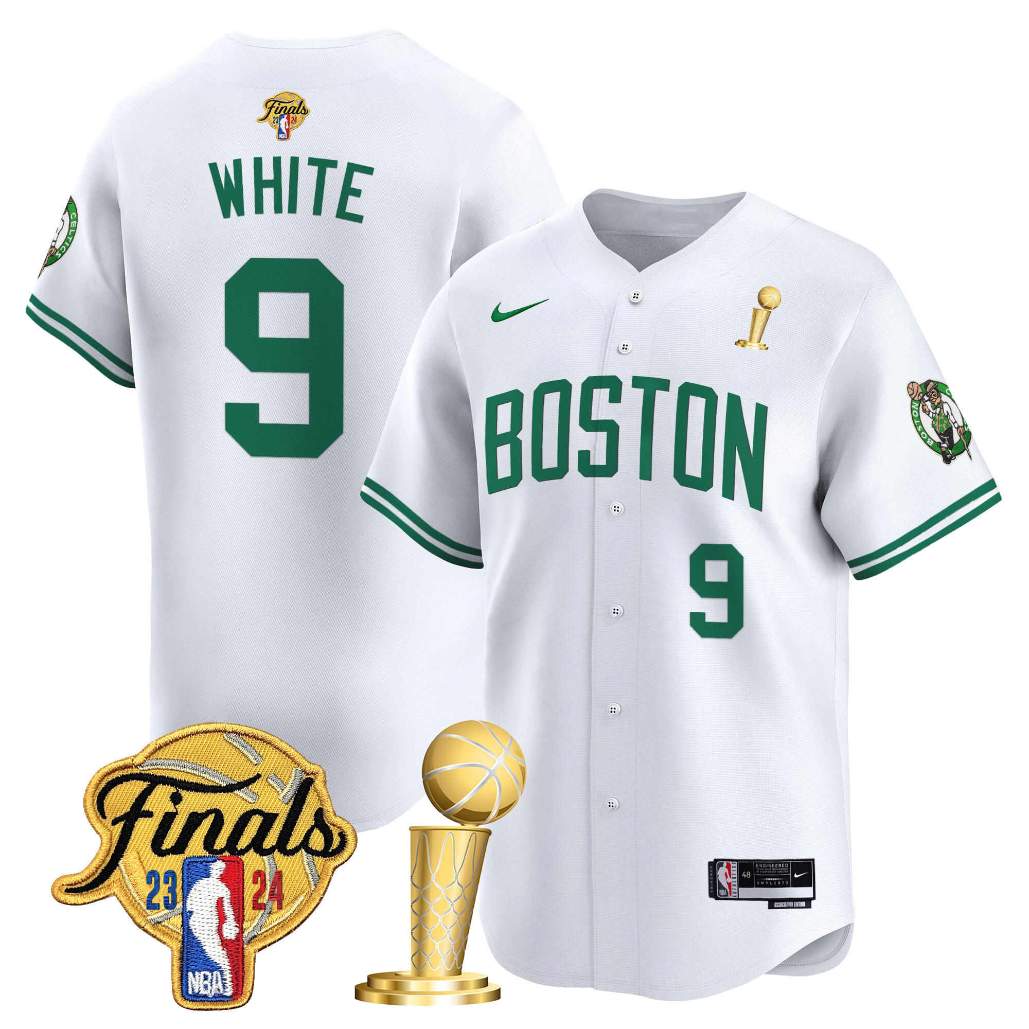Men's Boston Celtics 2024 Final & Champions Patch Baseball Jersey - All Stitched - Image 16