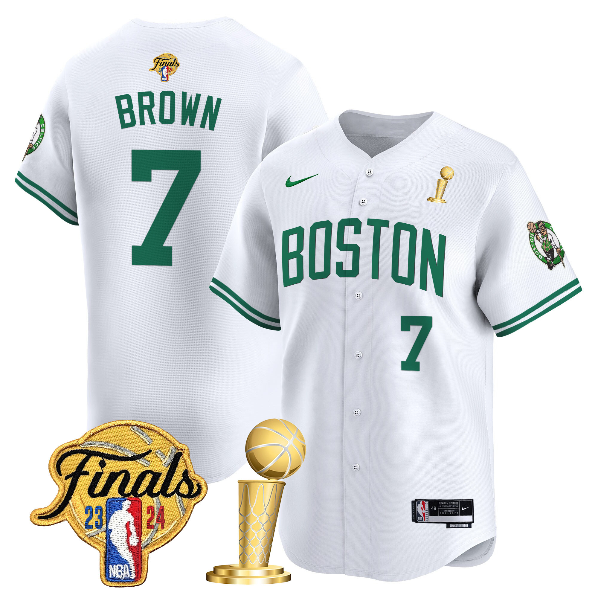 Men's Boston Celtics 2024 Final & Champions Patch Baseball Jersey - All Stitched - Image 17
