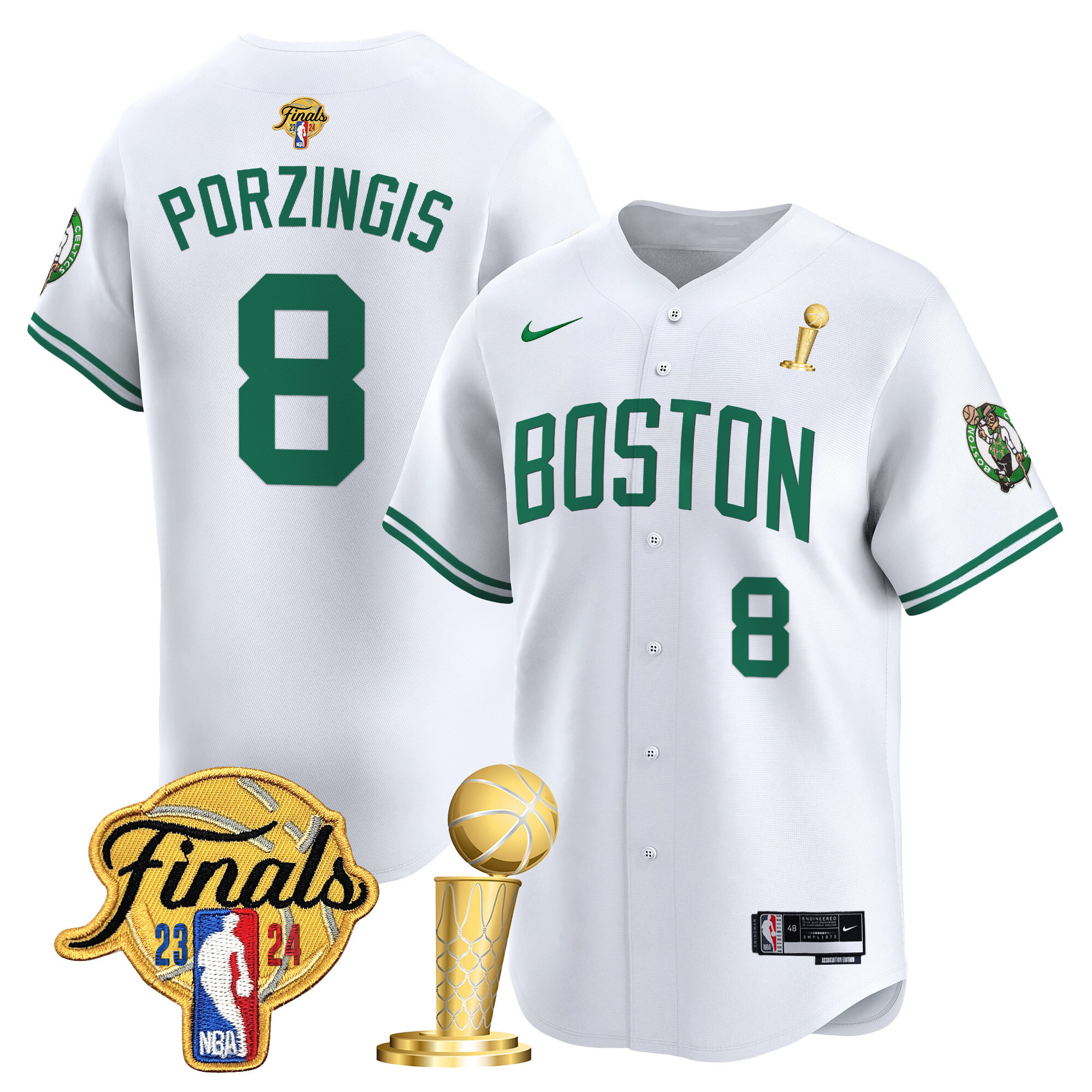Men's Boston Celtics 2024 Final & Champions Patch Baseball Jersey - All Stitched - Image 18