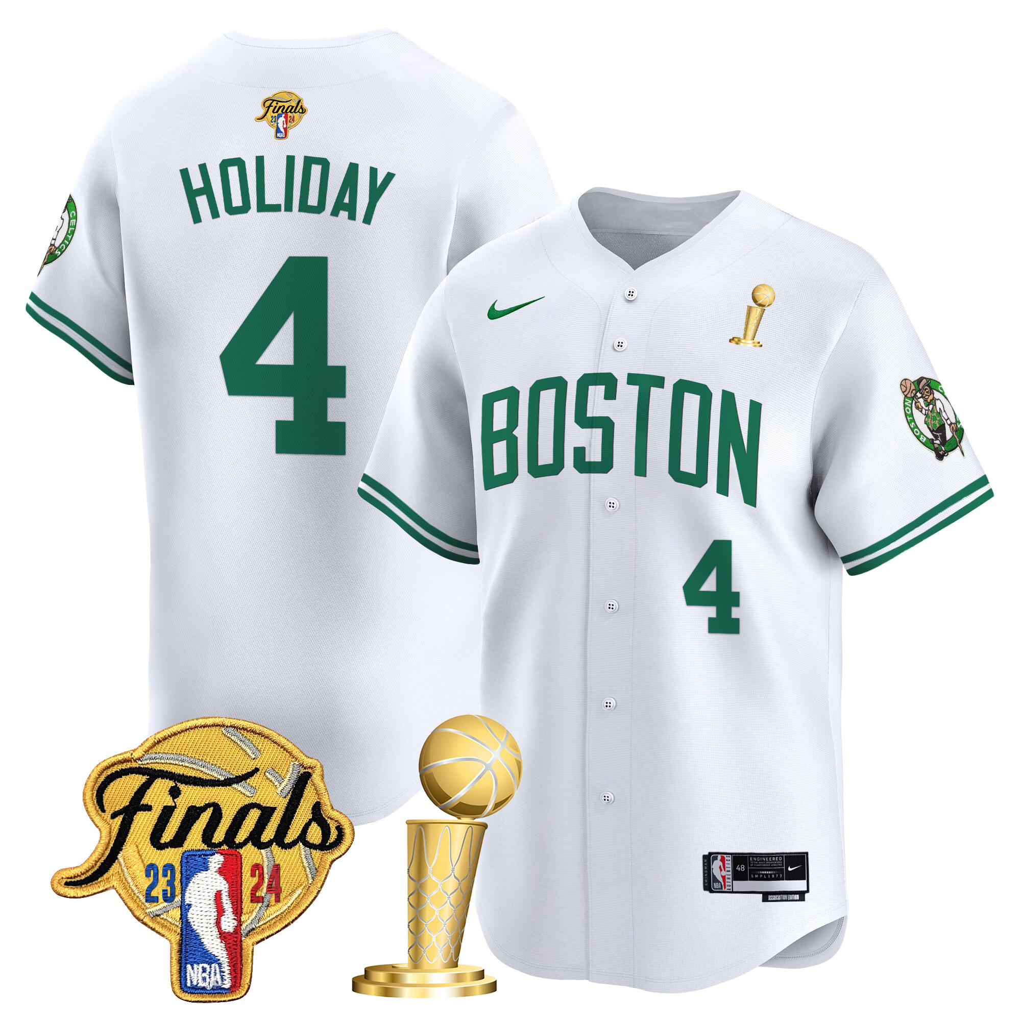 Men's Boston Celtics 2024 Final & Champions Patch Baseball Jersey - All Stitched - Image 19