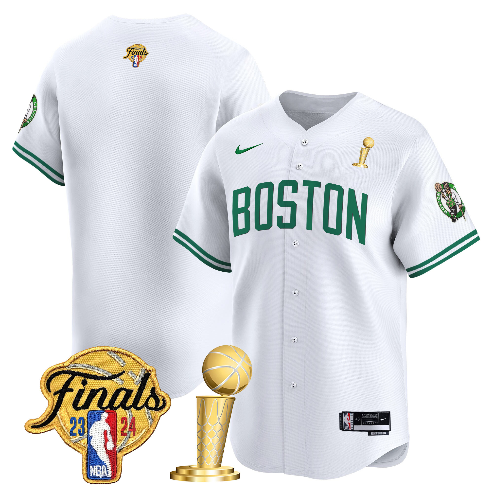 Men's Boston Celtics 2024 Final & Champions Patch Baseball Jersey - All Stitched - Image 21