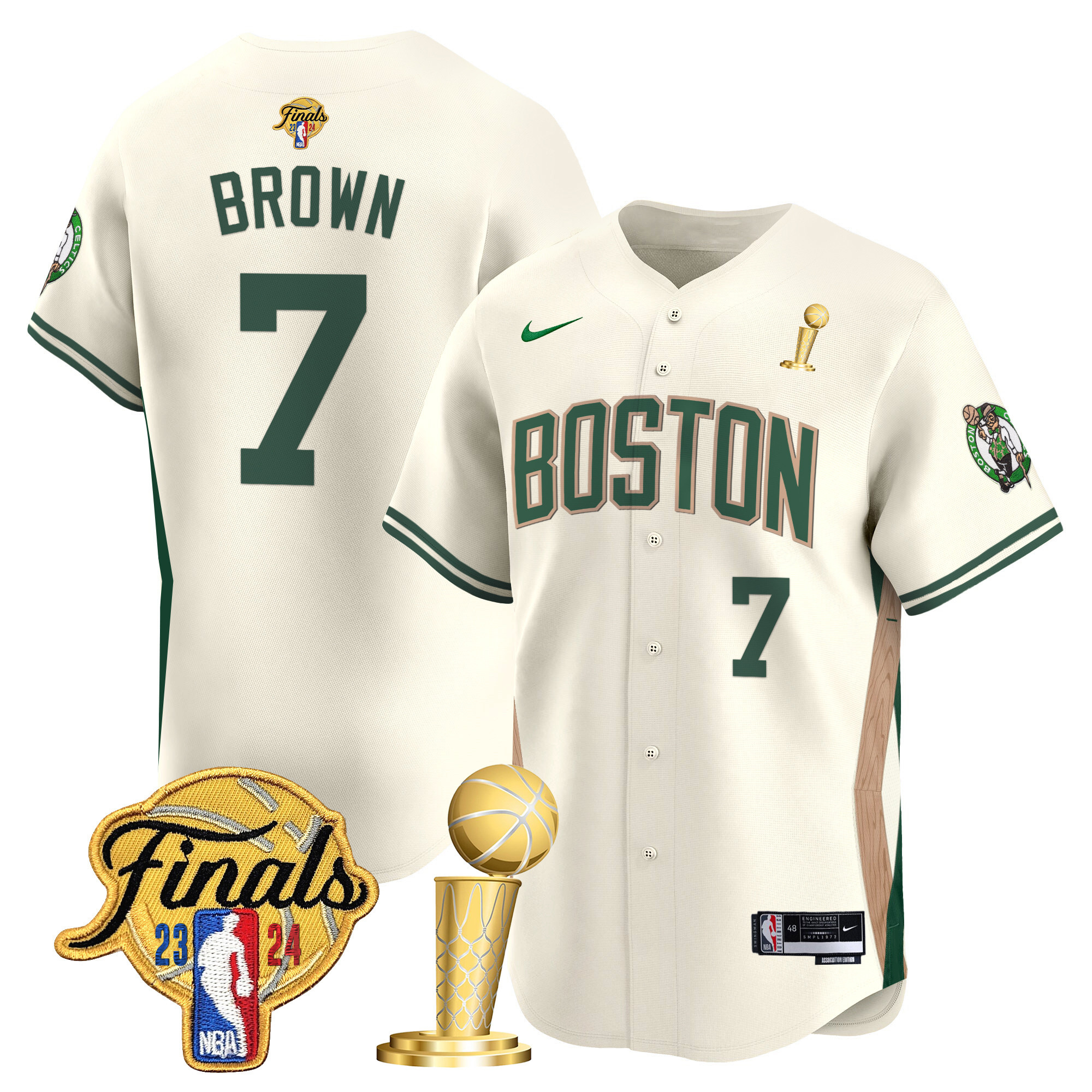 Men's Boston Celtics 2024 Final & Champions Patch Baseball Jersey - All Stitched - Image 24