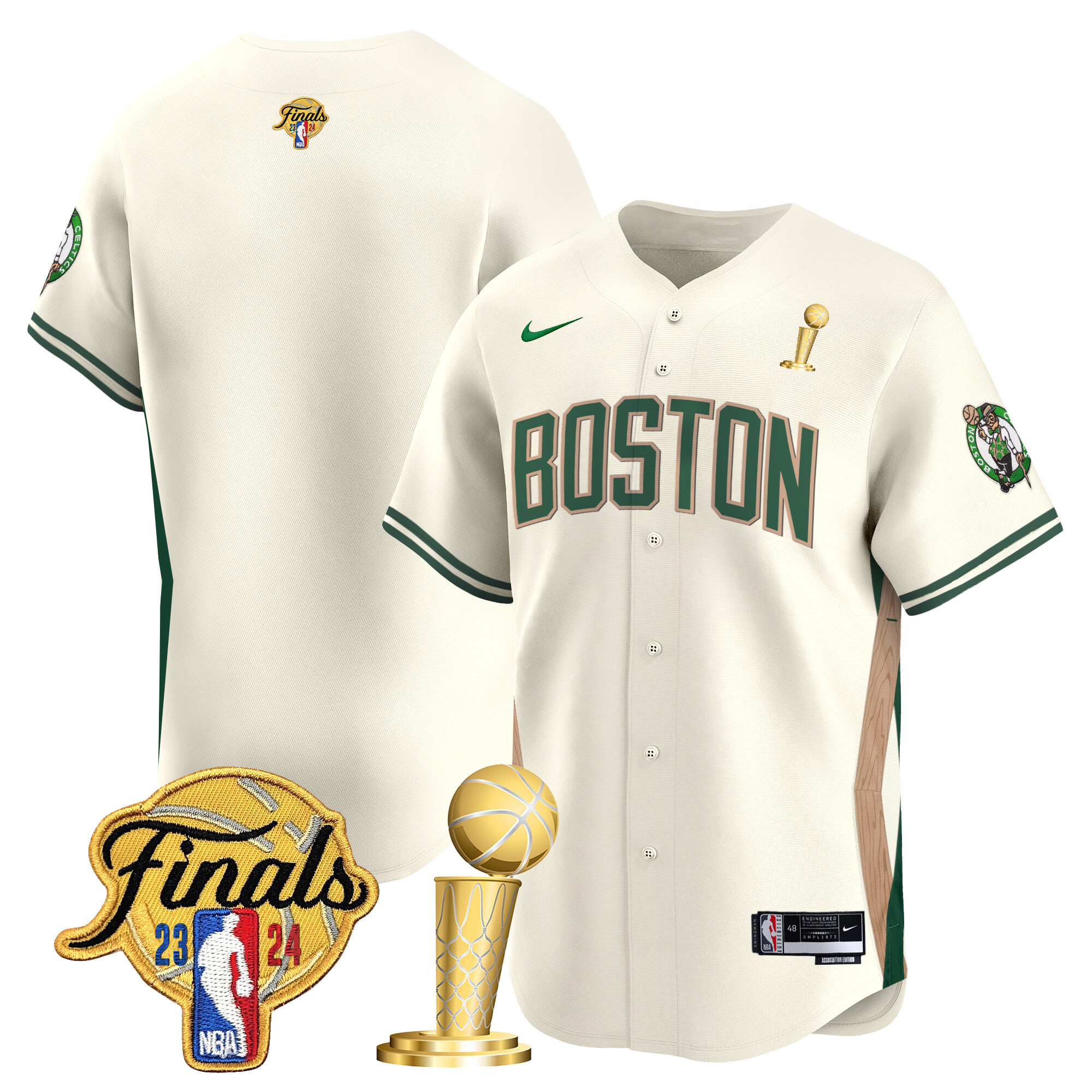 Men's Boston Celtics 2024 Final & Champions Patch Baseball Jersey - All Stitched - Image 28