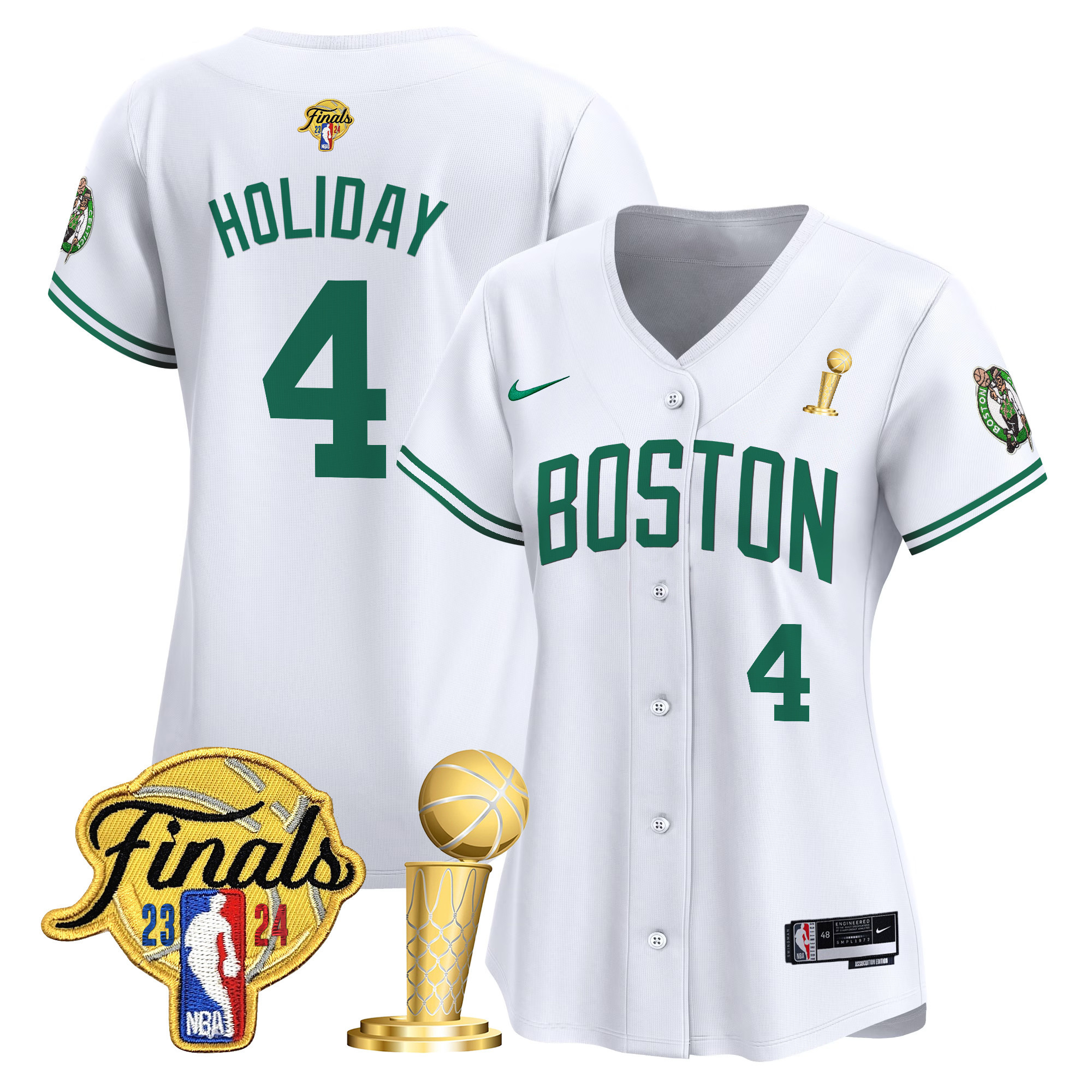 Women's Boston Celtics 2024 Final & Champions Patch Baseball Jersey - All Stitched - Image 19