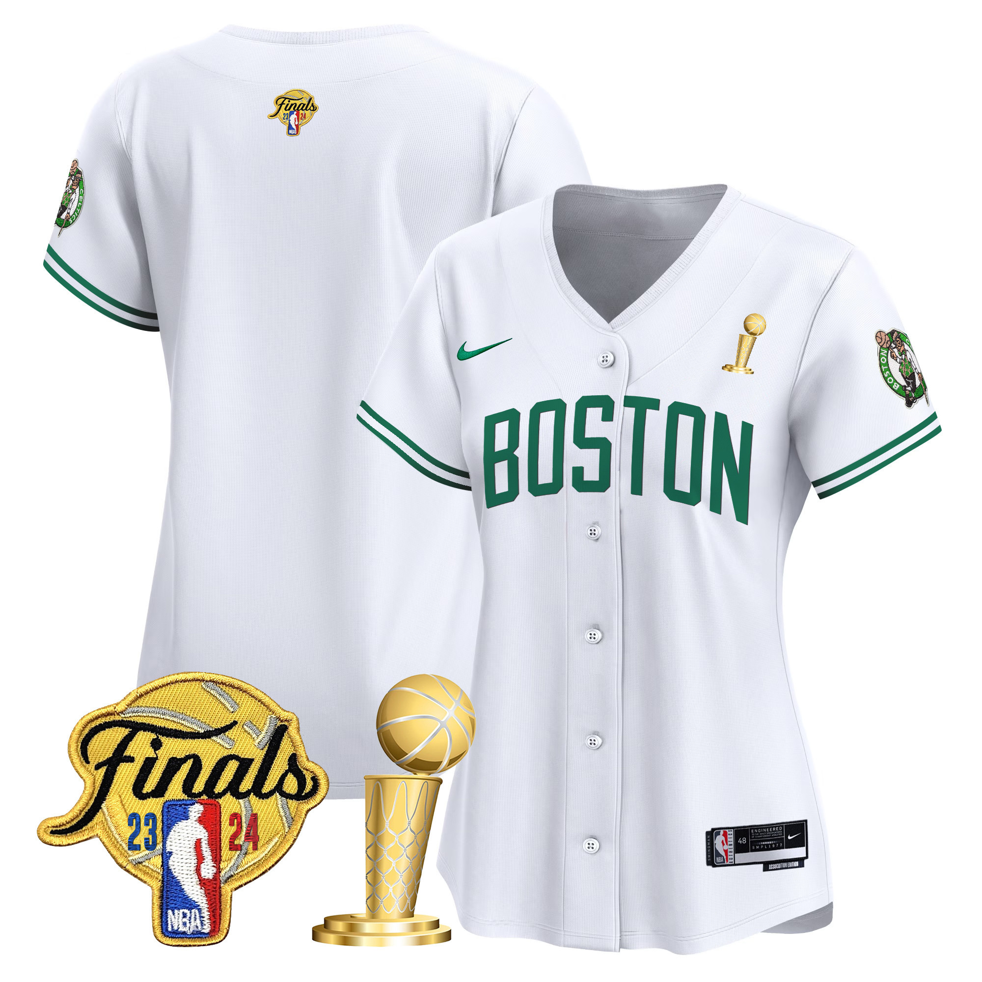 Women's Boston Celtics 2024 Final & Champions Patch Baseball Jersey - All Stitched - Image 21