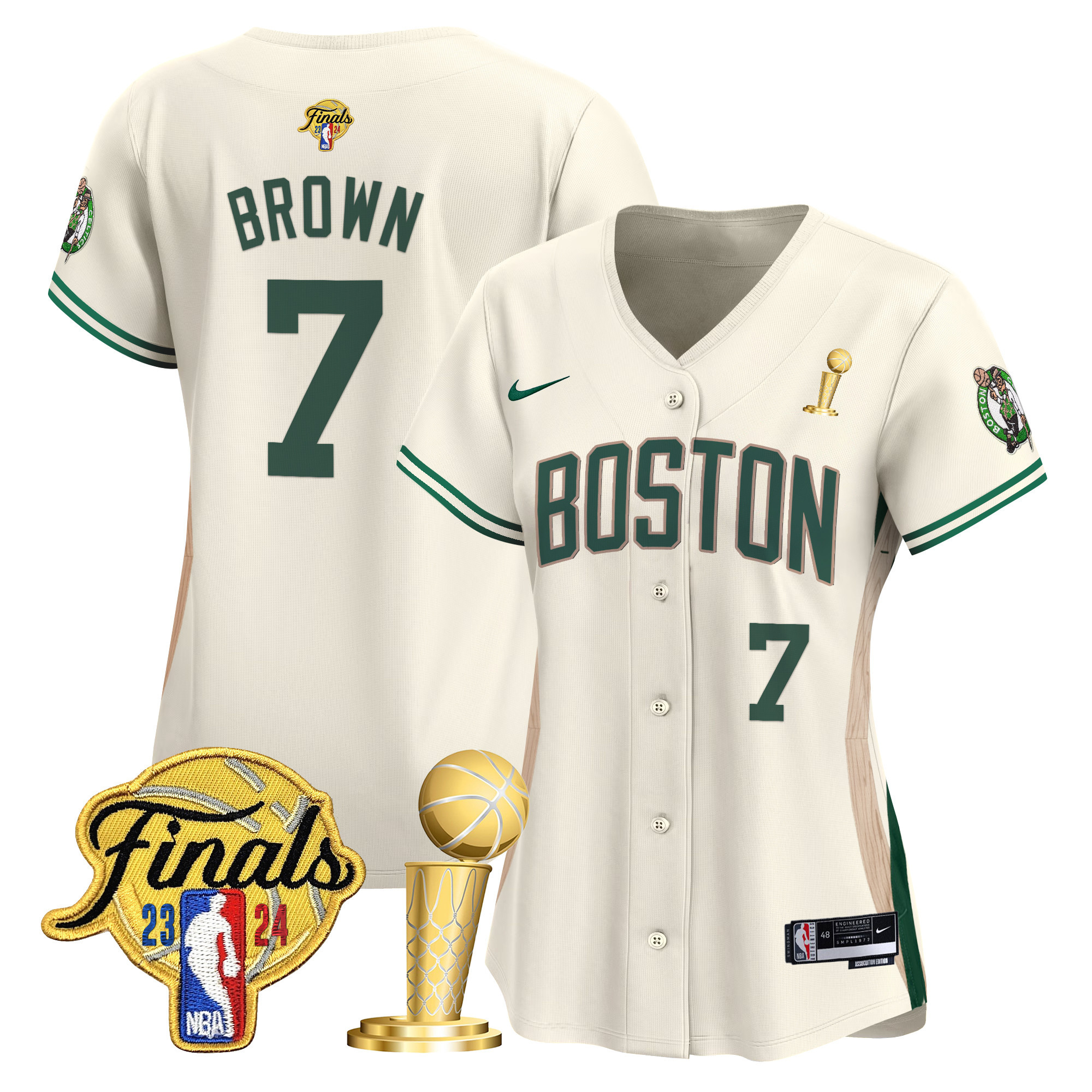 Women's Boston Celtics 2024 Final & Champions Patch Baseball Jersey - All Stitched - Image 24