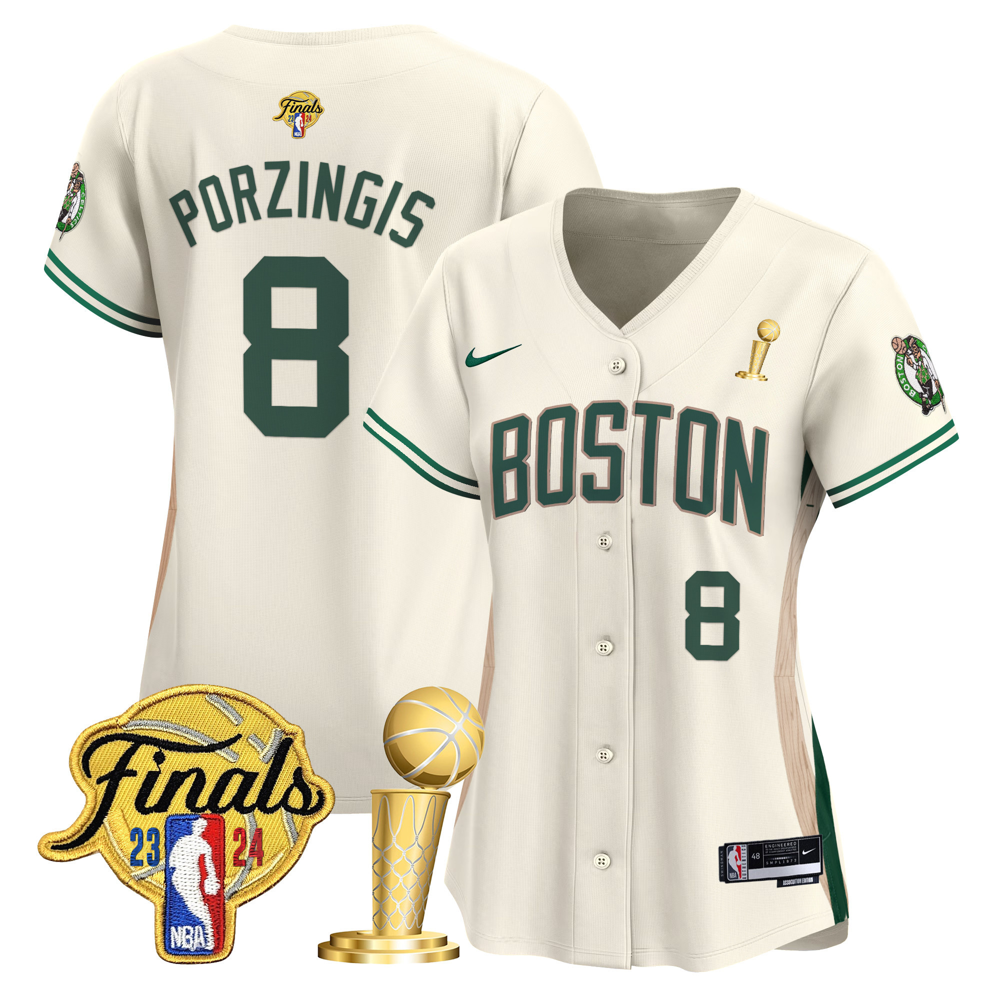 Women's Boston Celtics 2024 Final & Champions Patch Baseball Jersey - All Stitched - Image 25