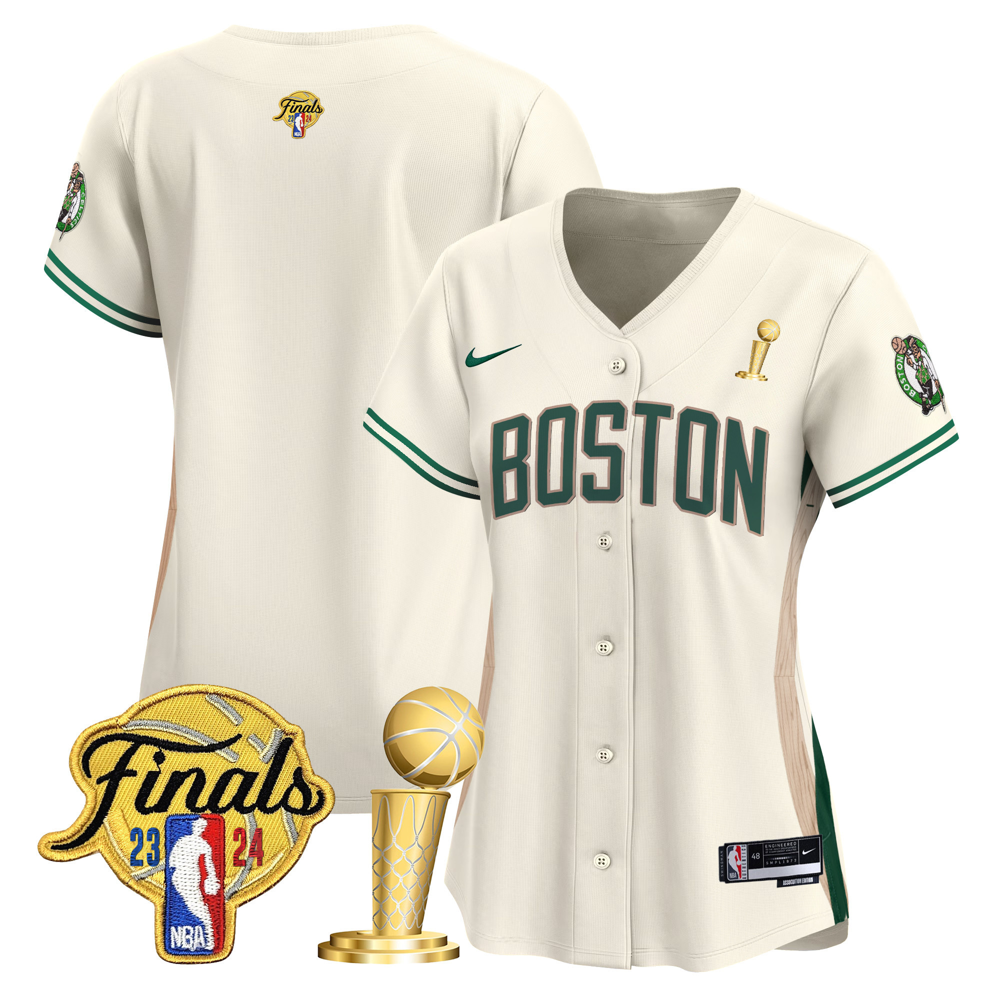 Women's Boston Celtics 2024 Final & Champions Patch Baseball Jersey - All Stitched - Image 28
