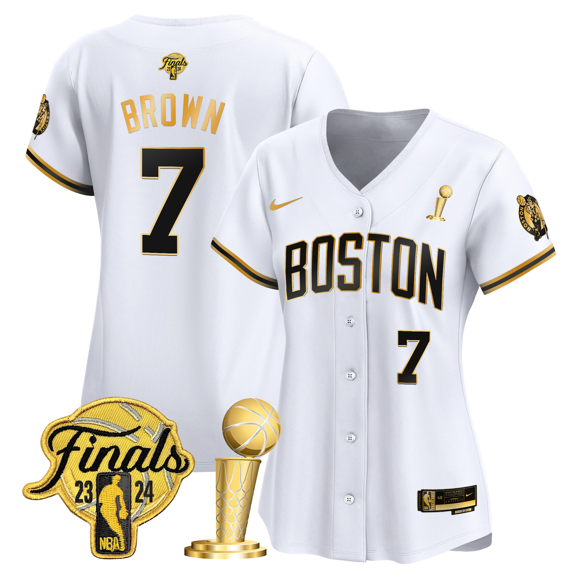 Women's Boston Celtics 2024 Final & Champions Patch Baseball Jersey - All Stitched - Image 31