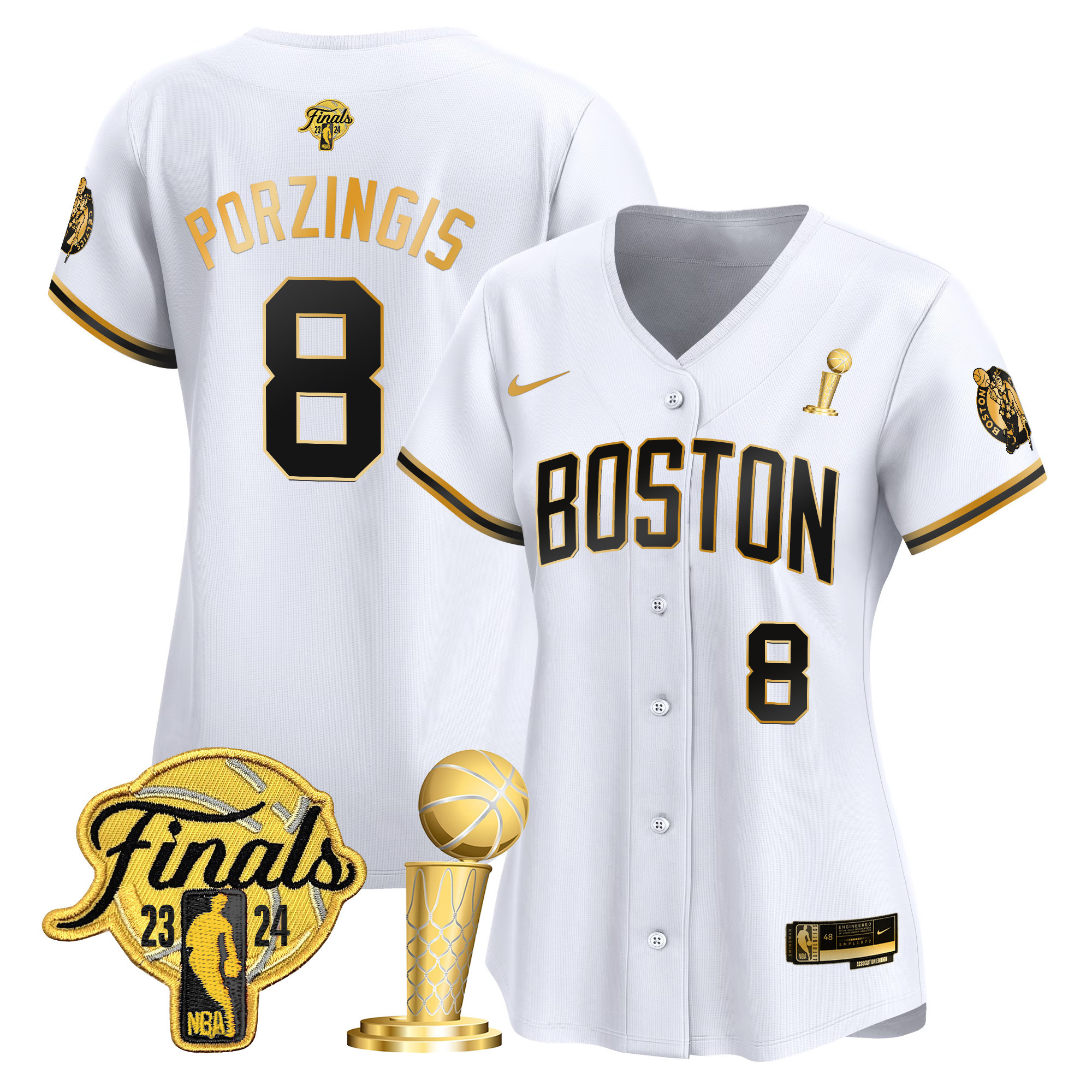 Women's Boston Celtics 2024 Final & Champions Patch Baseball Jersey - All Stitched - Image 32