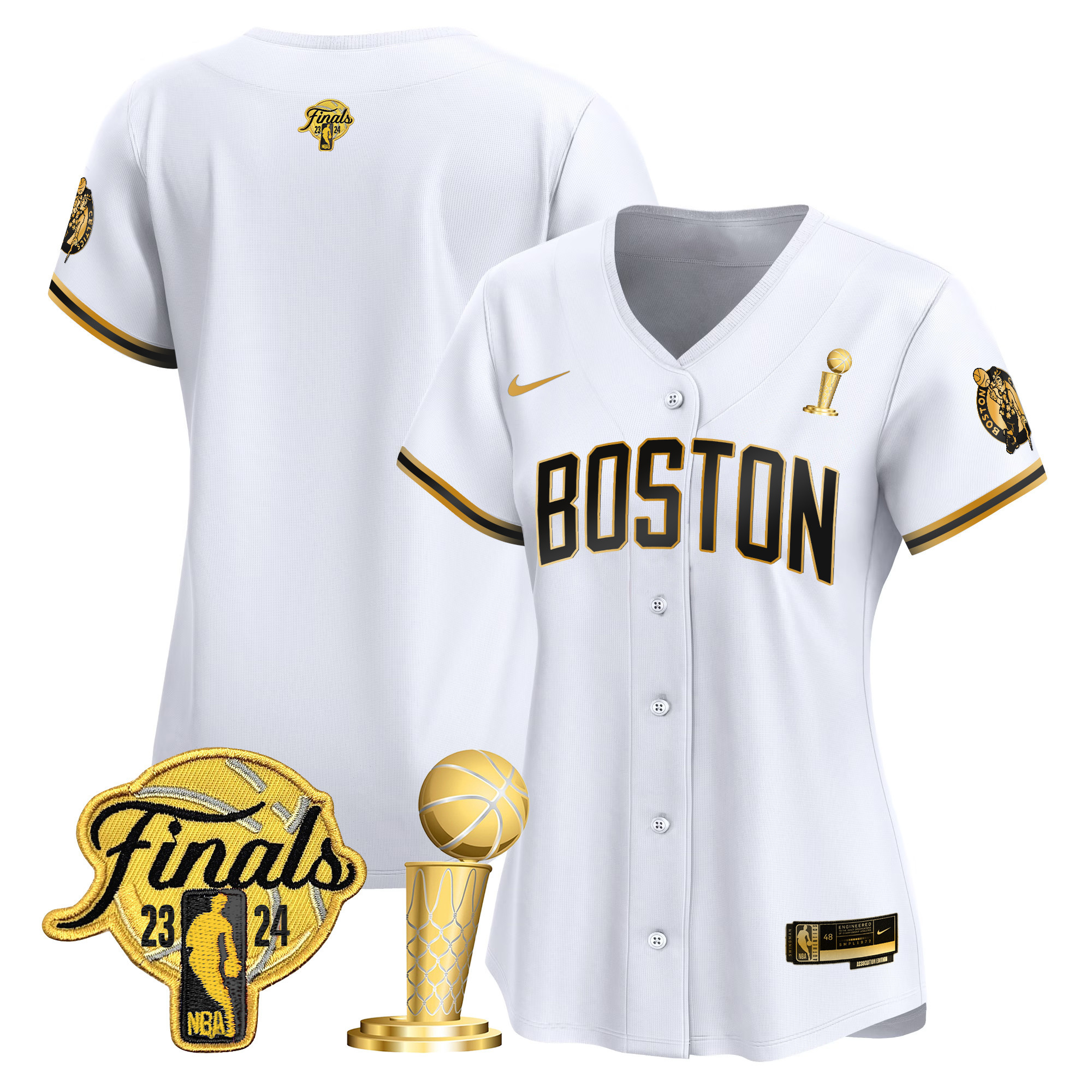 Women's Boston Celtics 2024 Final & Champions Patch Baseball Jersey - All Stitched - Image 35