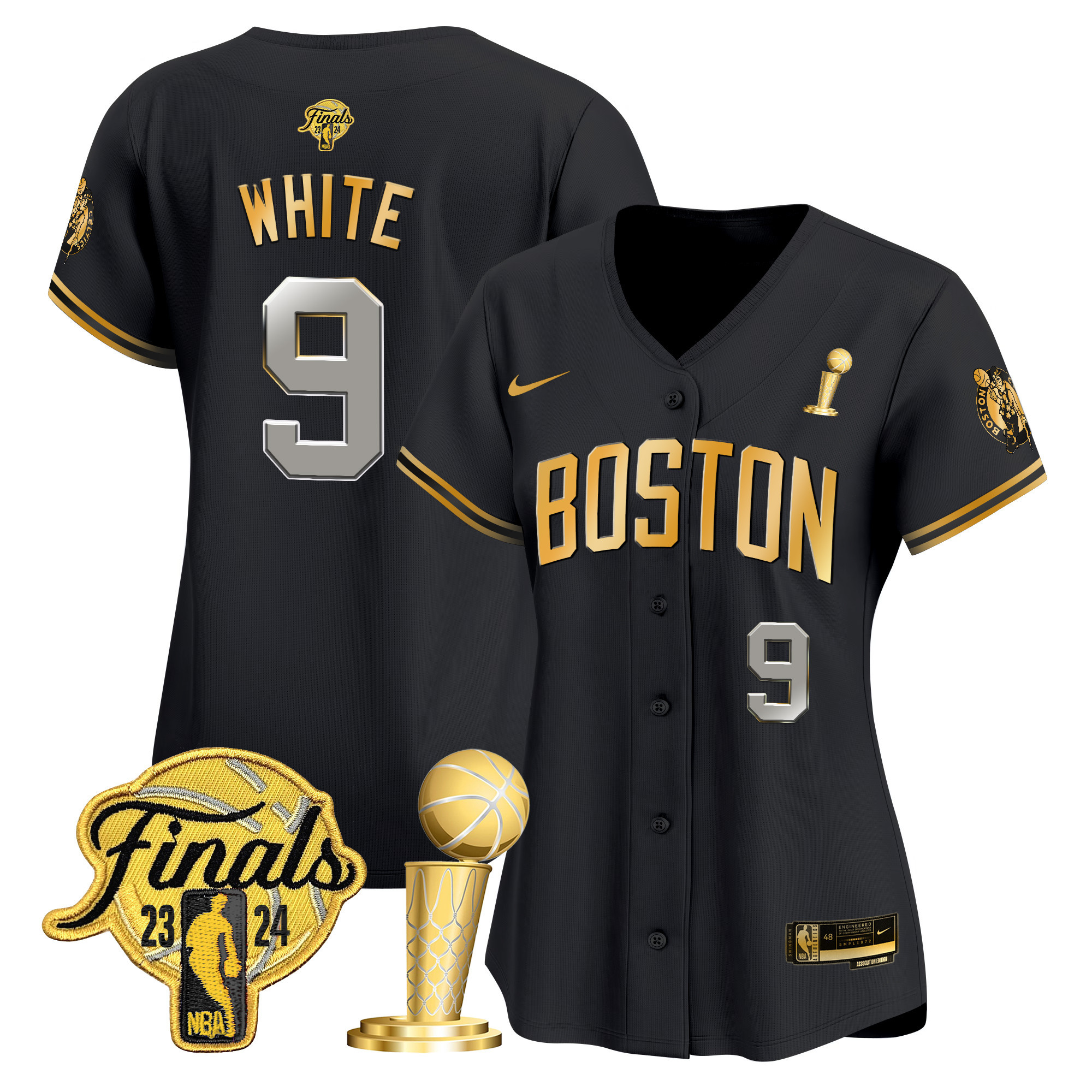 Women's Boston Celtics 2024 Final & Champions Patch Baseball Jersey - All Stitched - Image 37