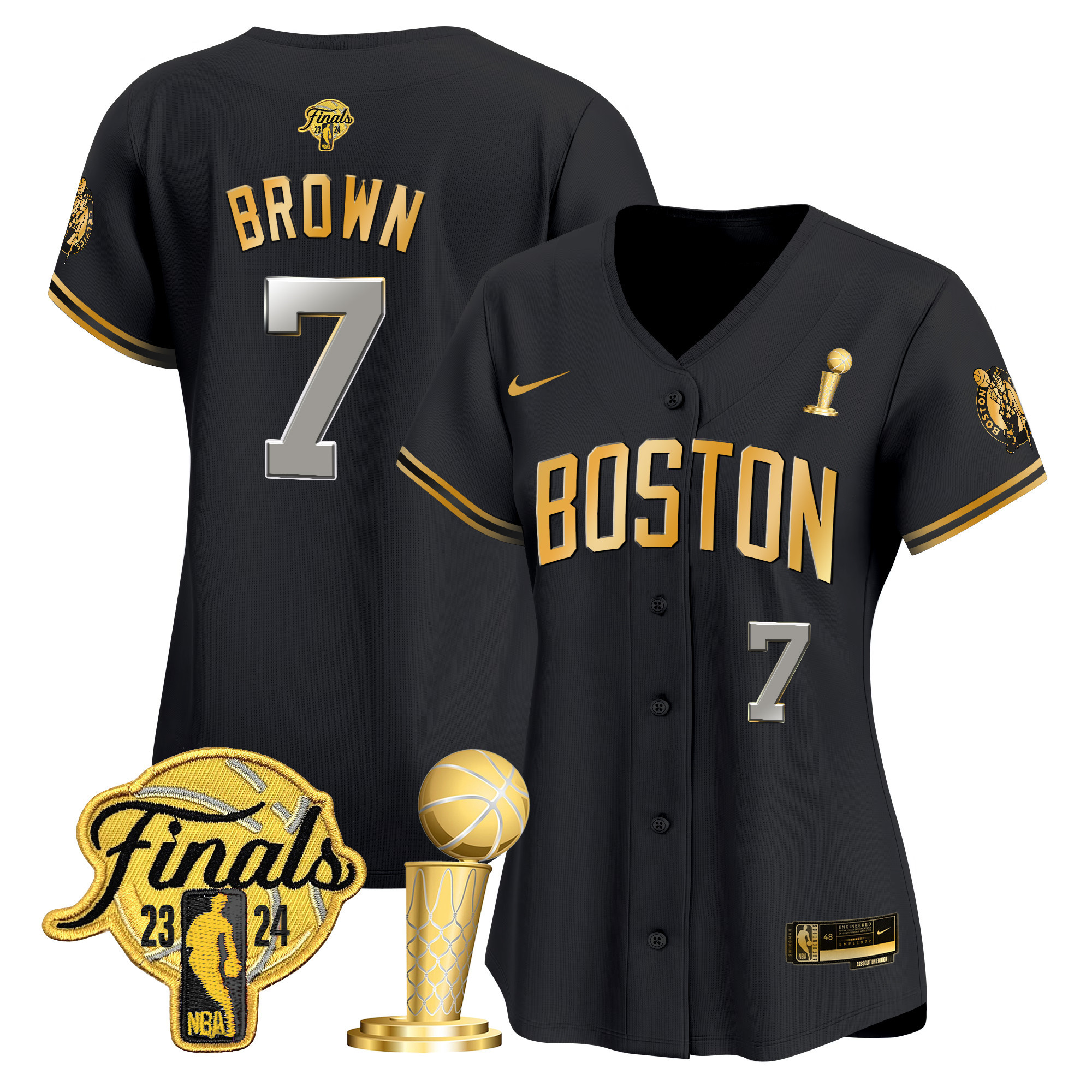 Women's Boston Celtics 2024 Final & Champions Patch Baseball Jersey - All Stitched - Image 38