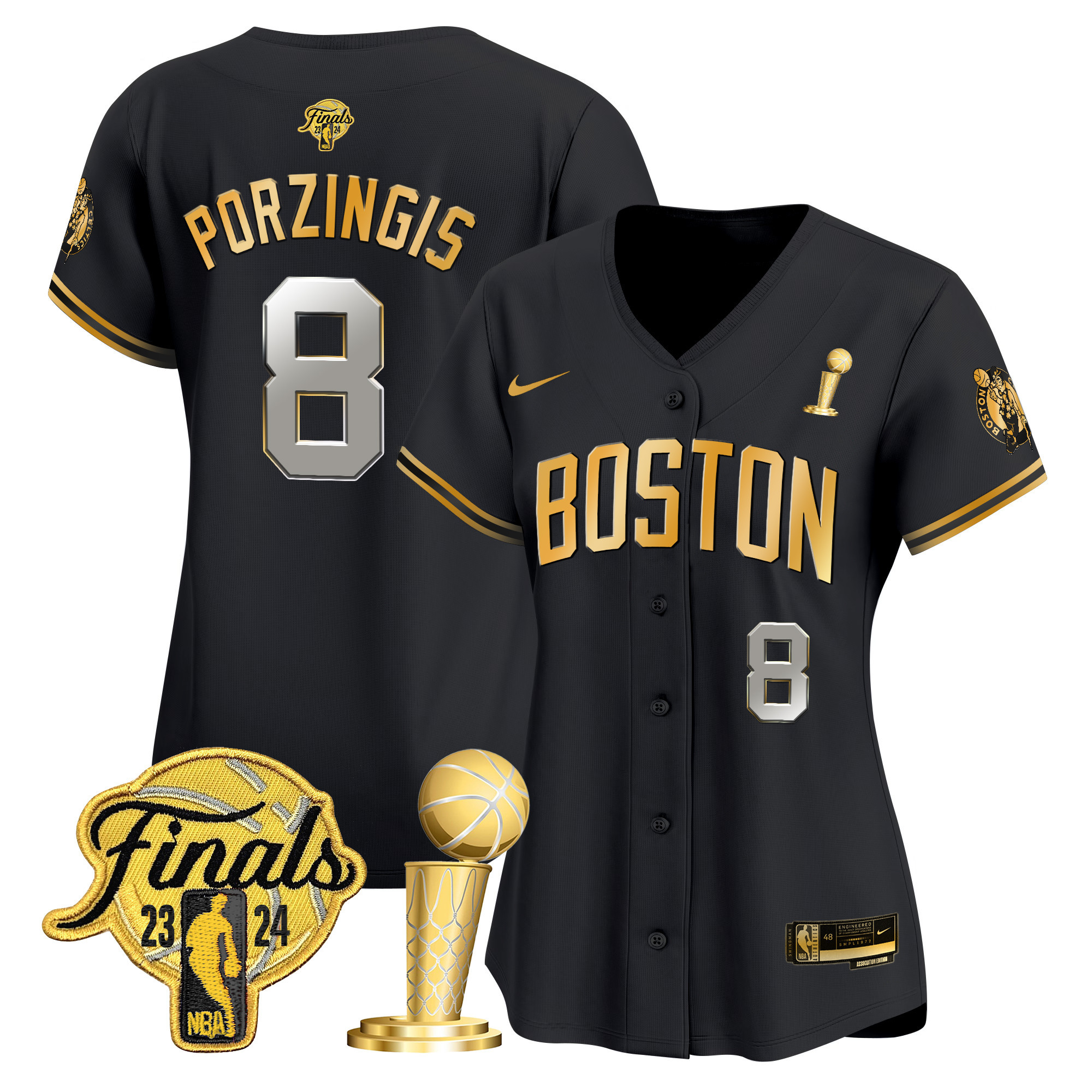Women's Boston Celtics 2024 Final & Champions Patch Baseball Jersey - All Stitched - Image 39