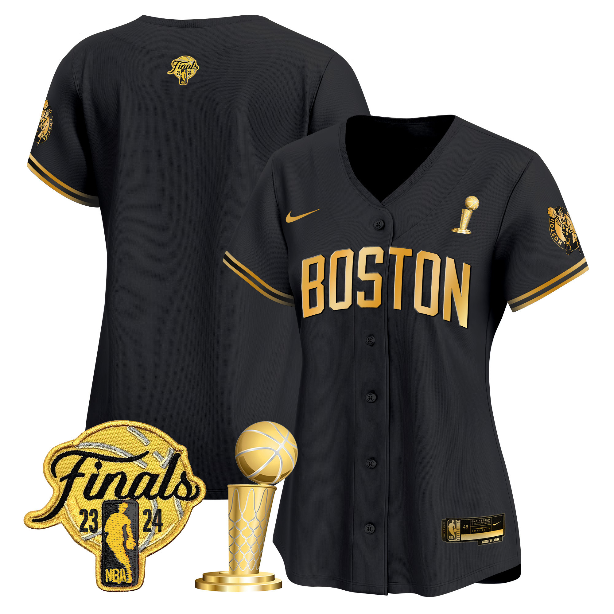 Women's Boston Celtics 2024 Final & Champions Patch Baseball Jersey - All Stitched - Image 42