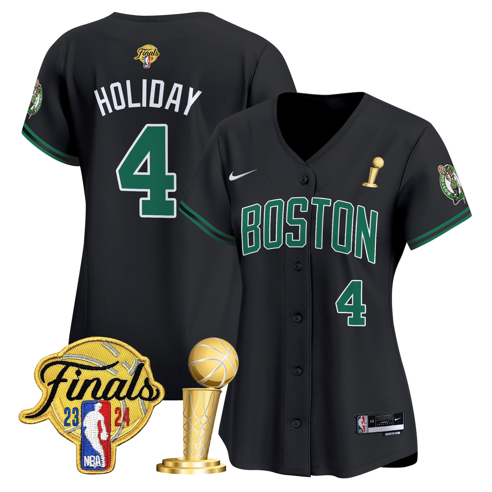 Women's Boston Celtics 2024 Final & Champions Patch Baseball Jersey - All Stitched - Image 5