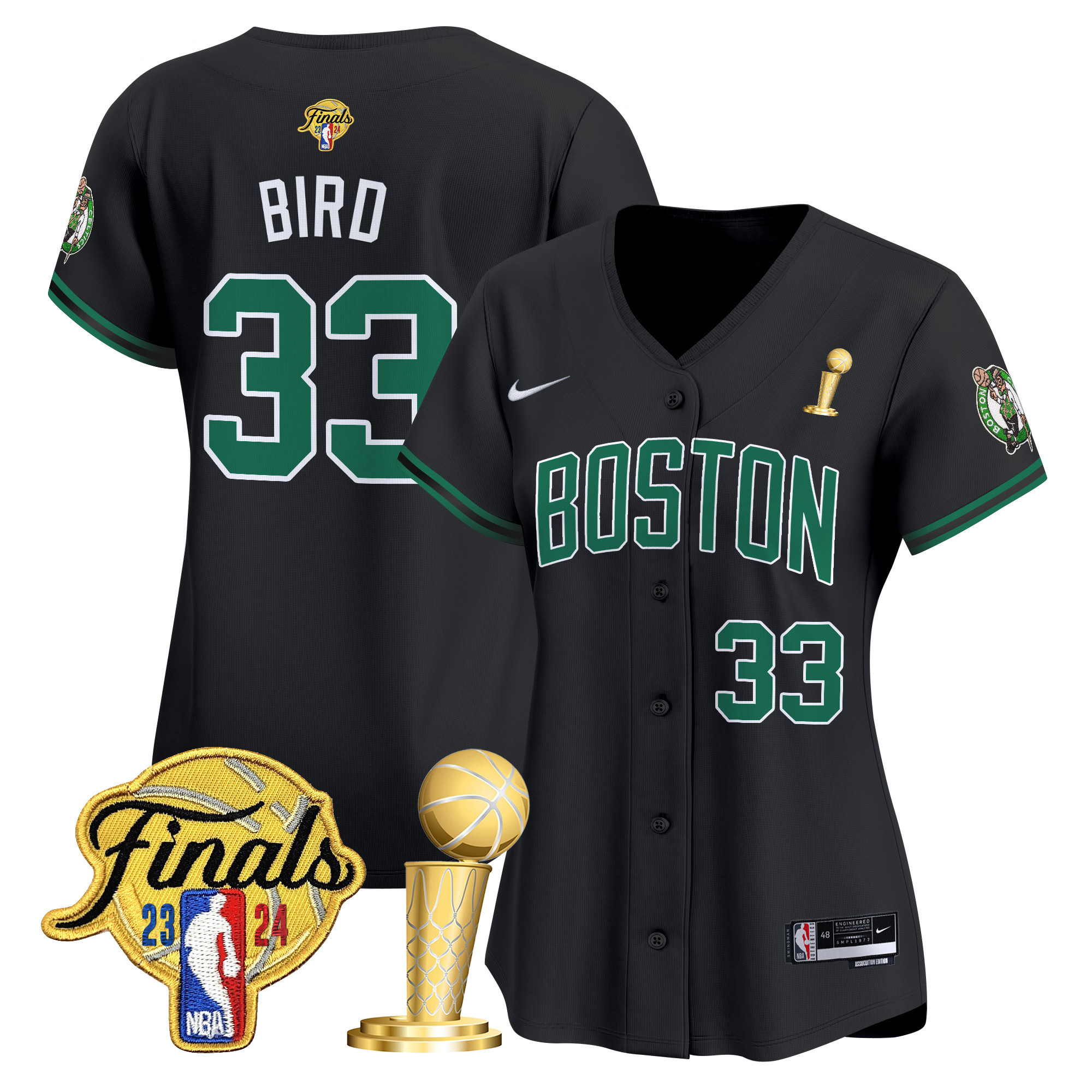 Women's Boston Celtics 2024 Final & Champions Patch Baseball Jersey - All Stitched - Image 6