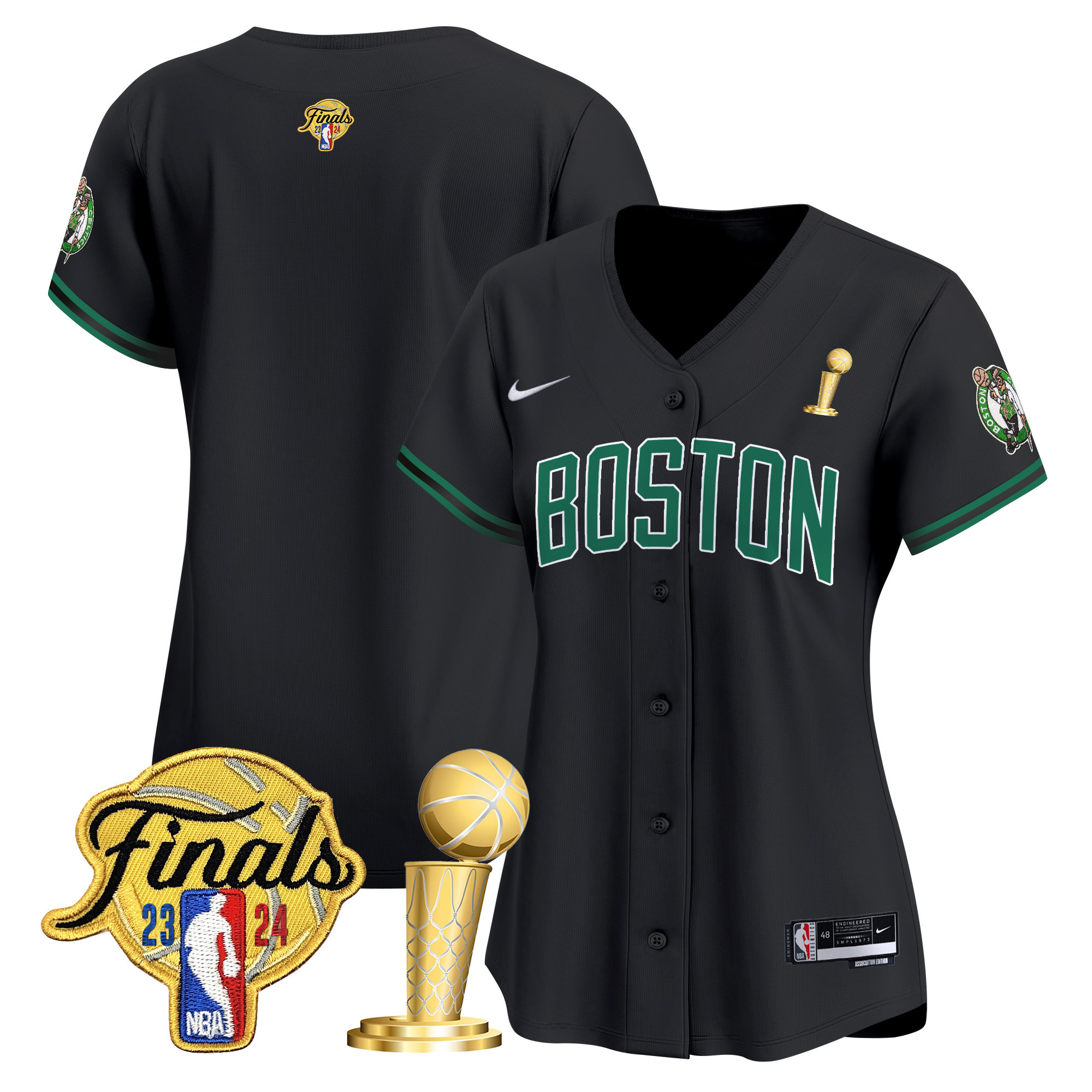 Women's Boston Celtics 2024 Final & Champions Patch Baseball Jersey - All Stitched - Image 7